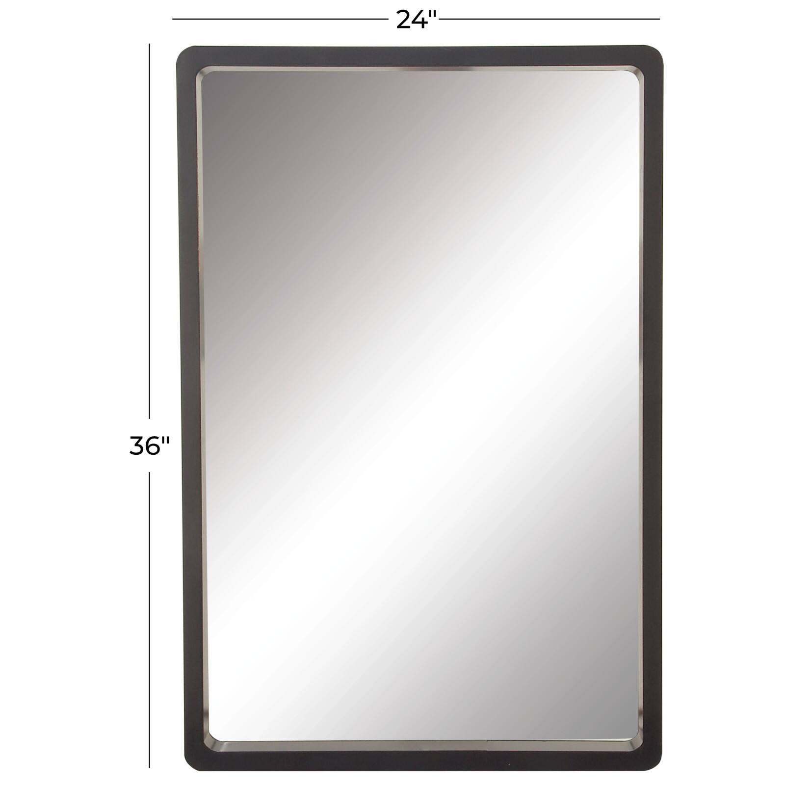 36" Black Contemporary Wood Wall Mirror