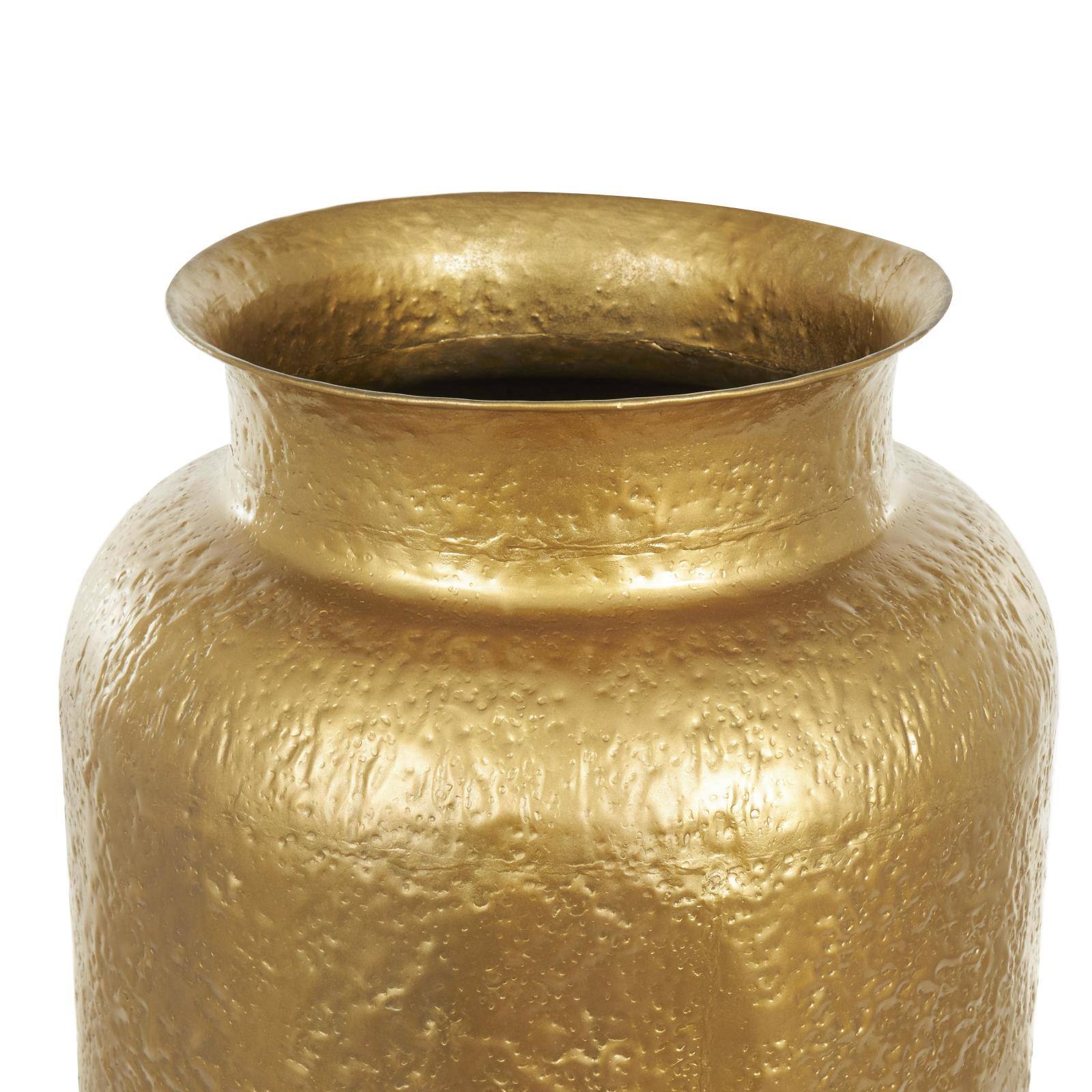 Gold Metal Tall Textured Hammered Floor Vase