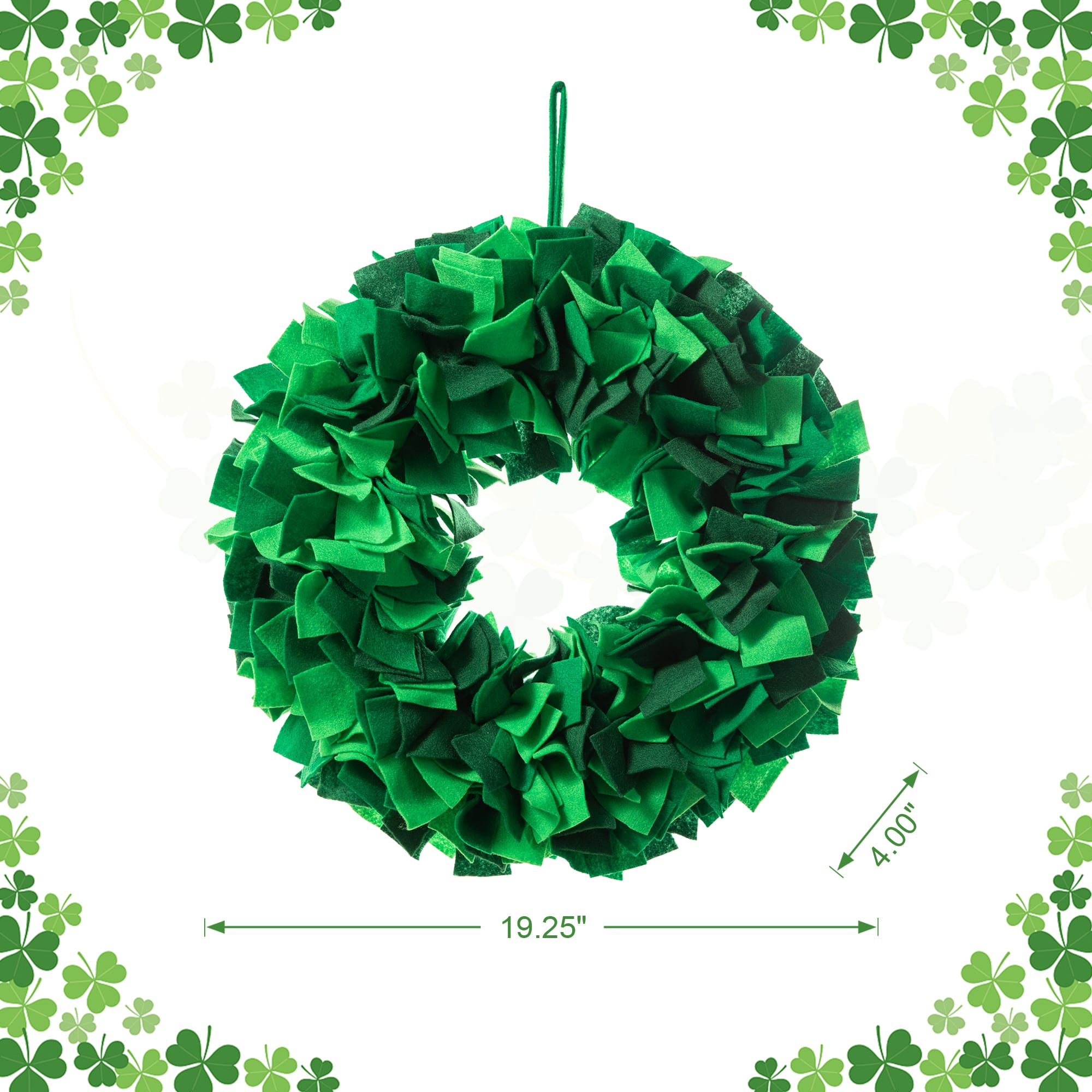 Glitzhome&#xAE; 19.5&#x22; St. Patrick&#x27;s Day Felt Wreath