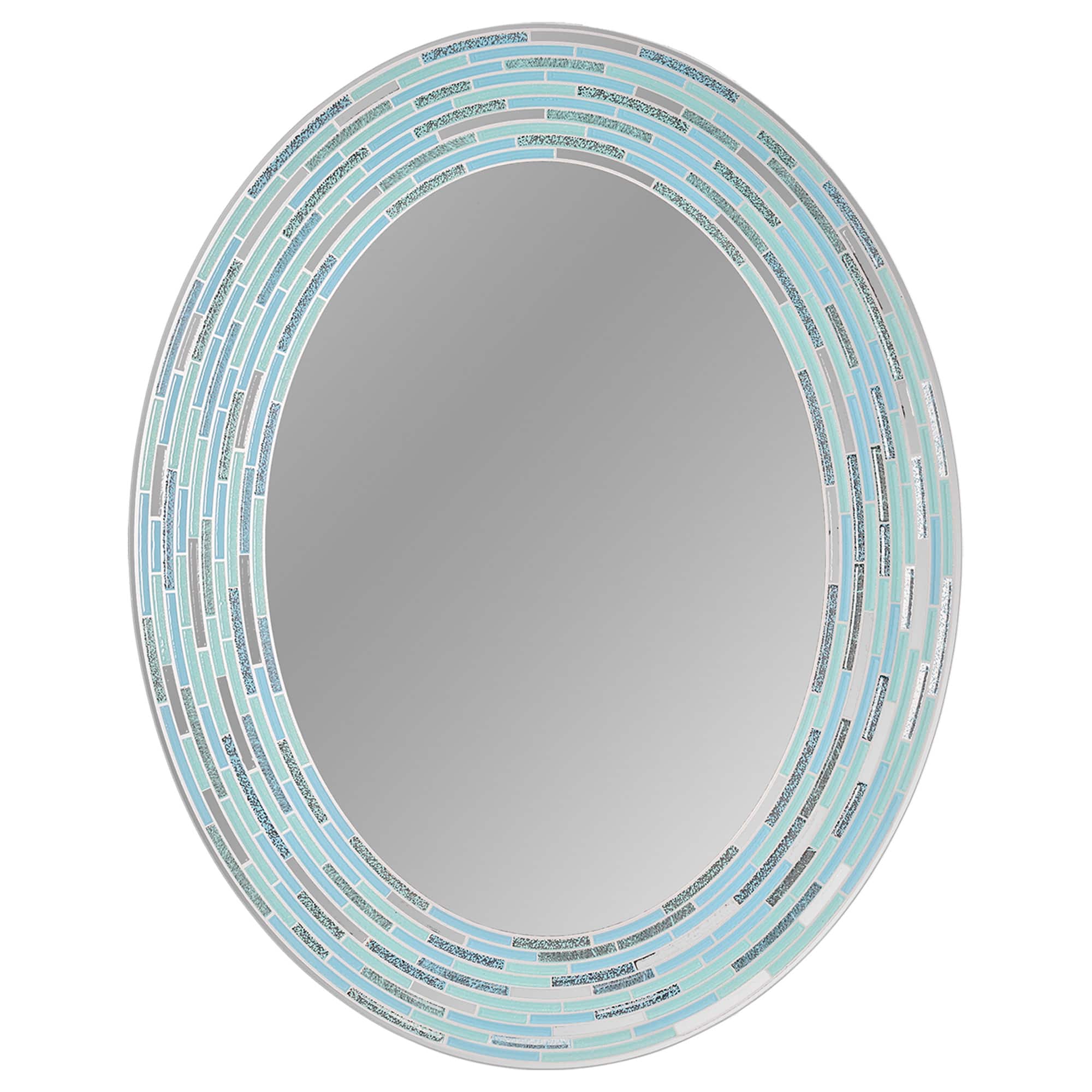 Head West Sea Glass Tile Framed Oval Wall Vanity Mirror - 23" x 29"