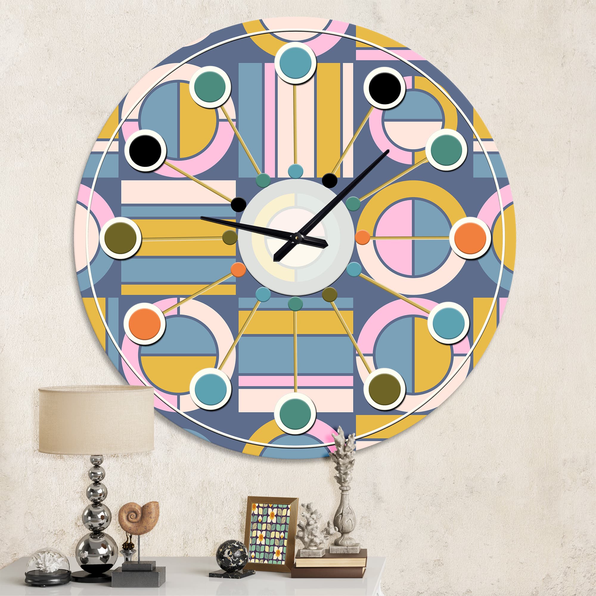 Designart &#x27;Retro Circular Design I Mid-Century Modern Wall Clock