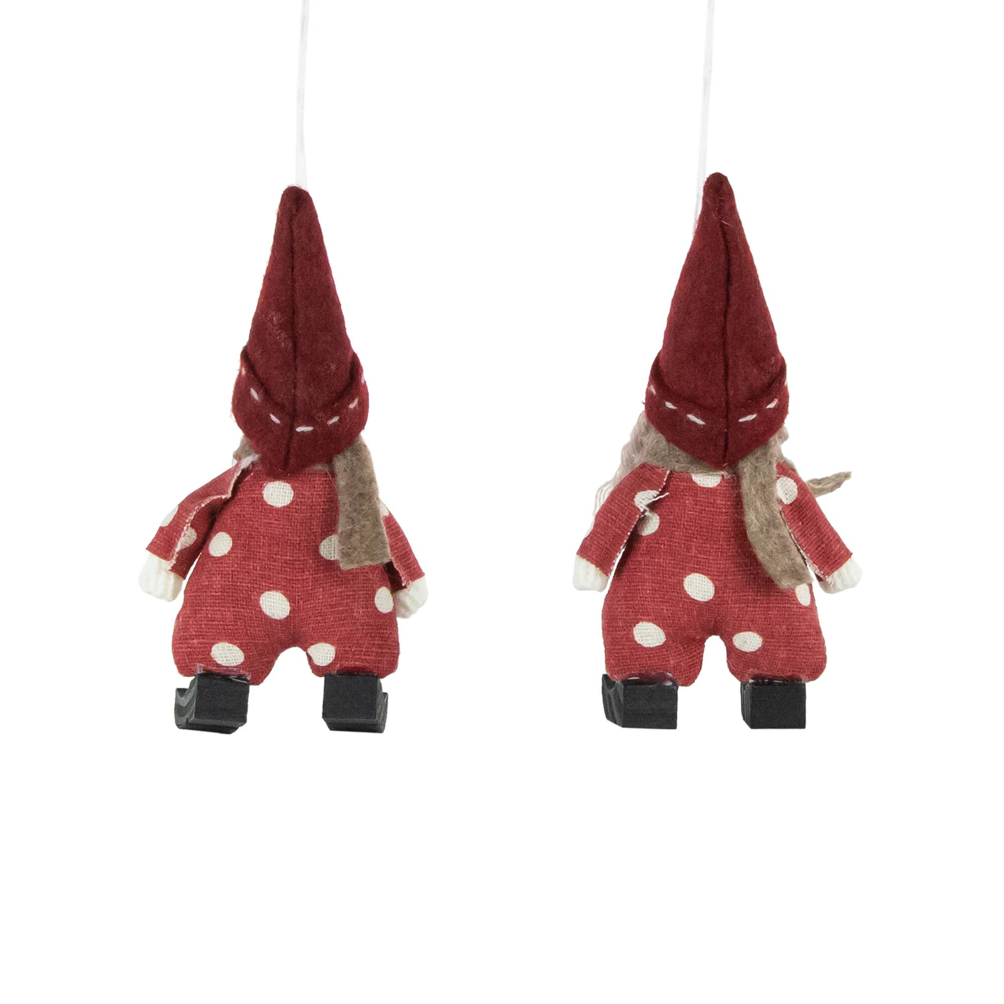 Red Polka Dot Boy & Girl Hanging Fabric Christmas Ornament Set
