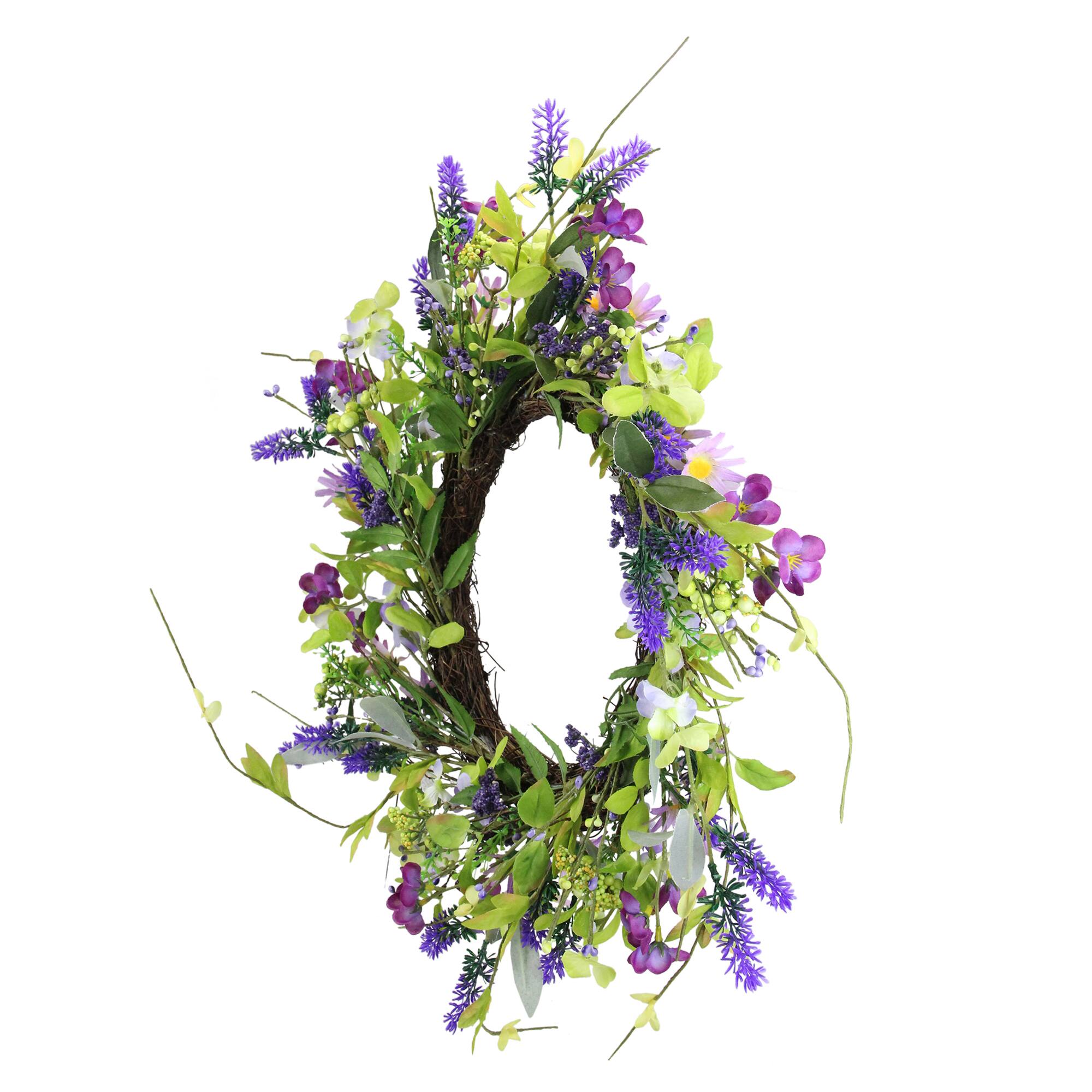 20" Lavender & Wild Flower Artificial Spring Wreath