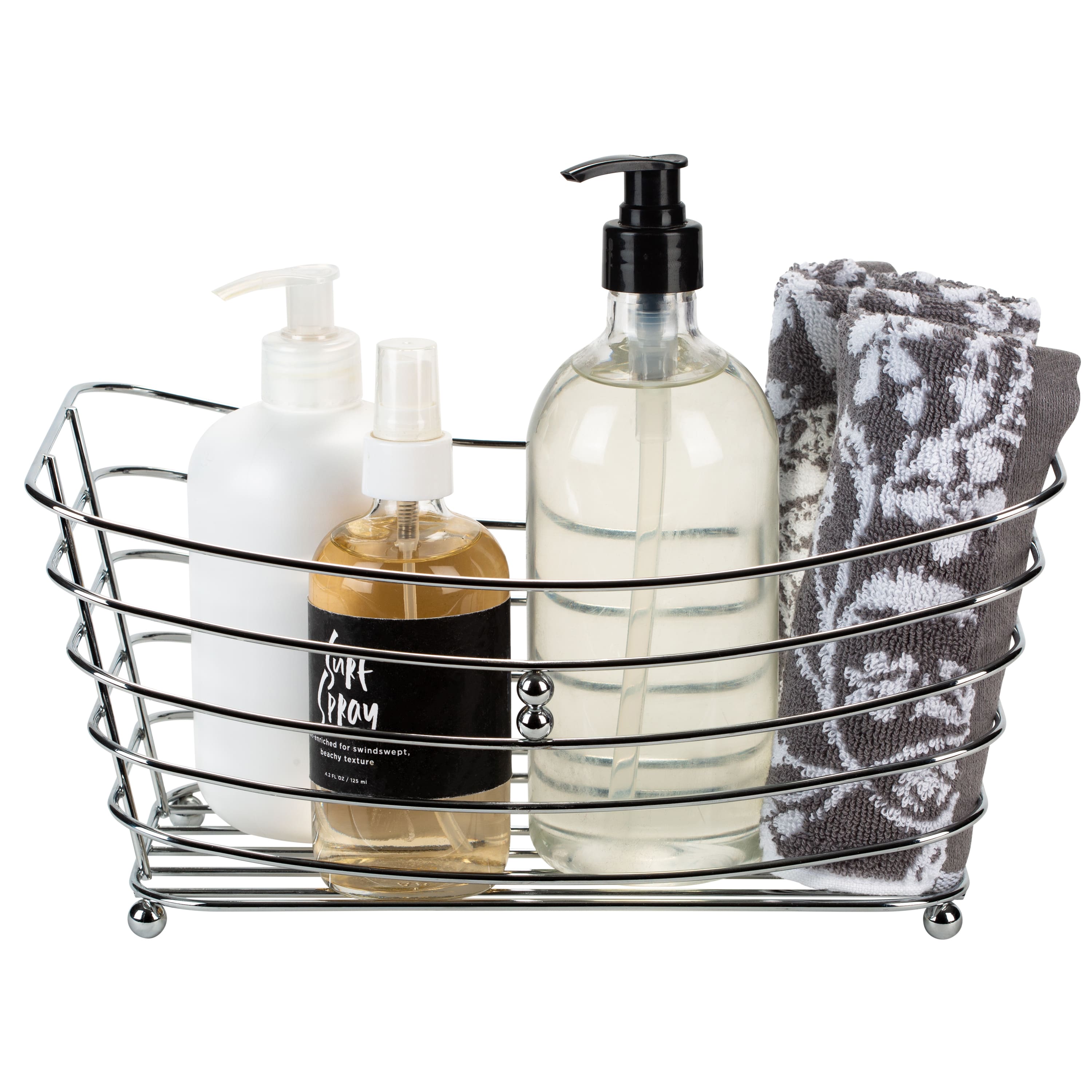 Simplify Wire Towel Basket with Chrome Ball Feet