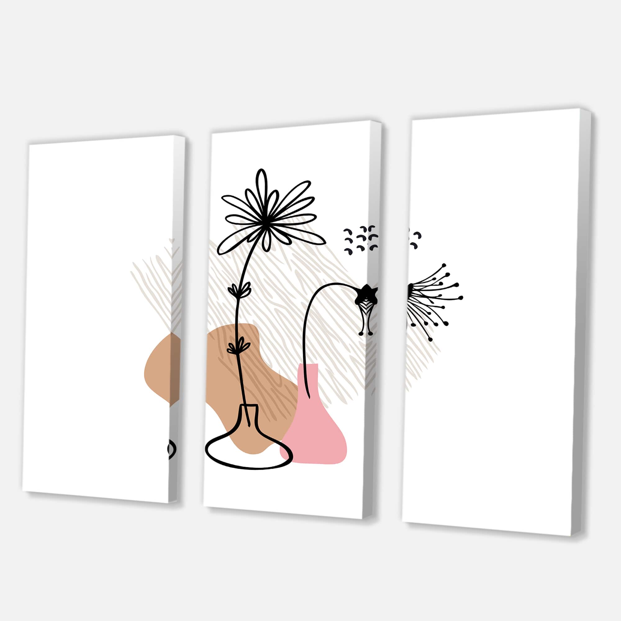 Designart - Abstract Flowers On Minimal Shapes III