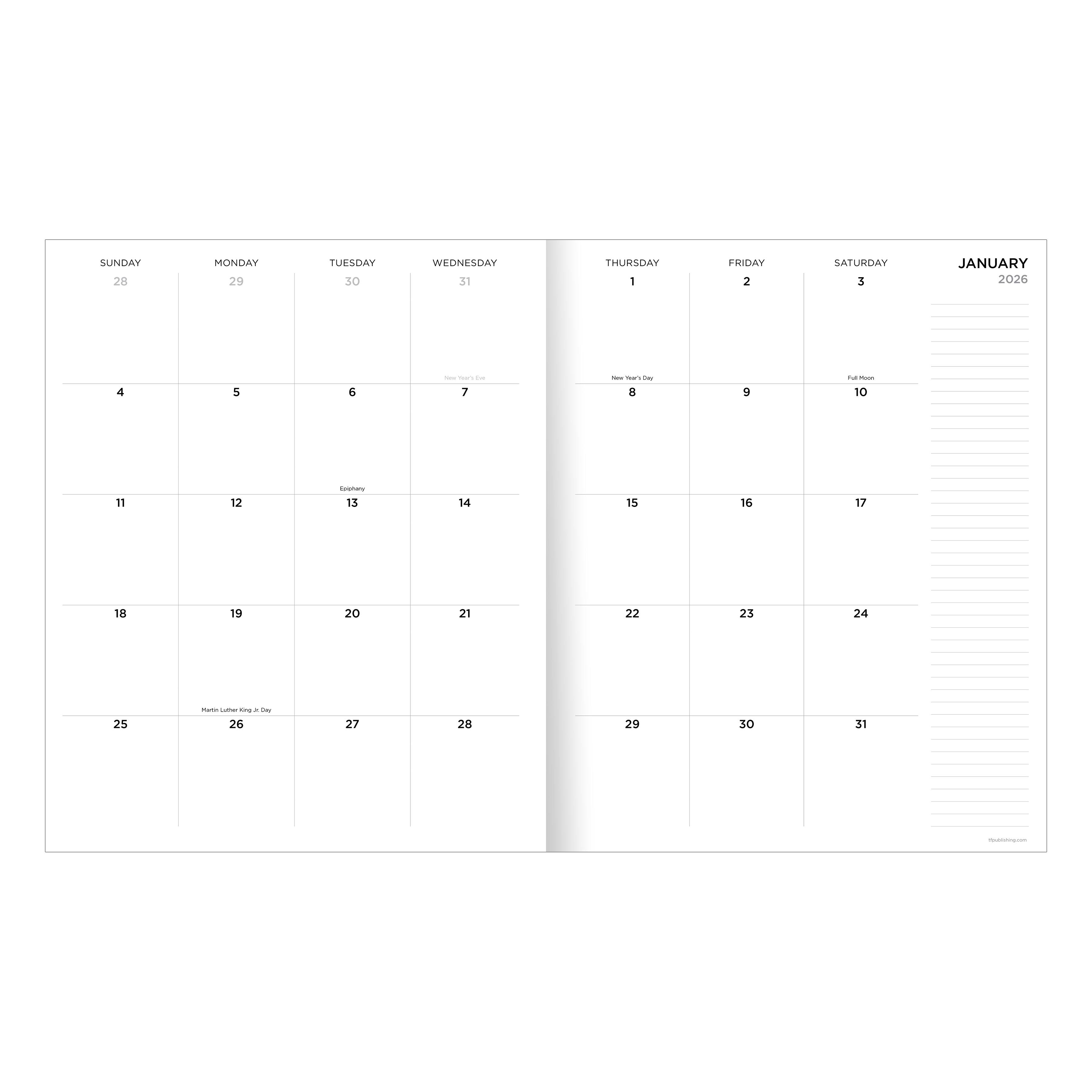 2026 Denim Large Monthly Planner