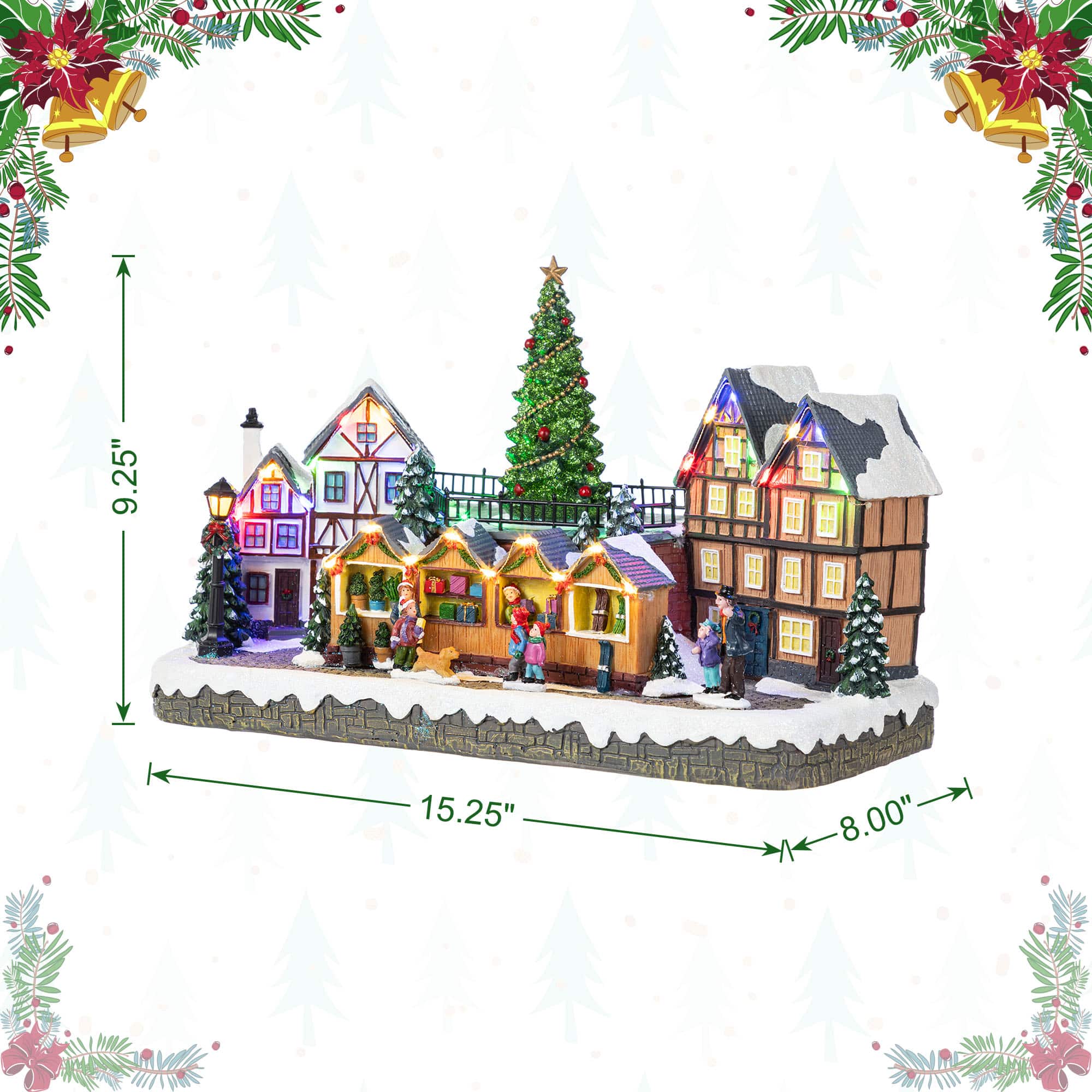 Glitzhome&#xAE; 15.25&#x22; Christmas Oversized Resin Lighted Table Village Decor