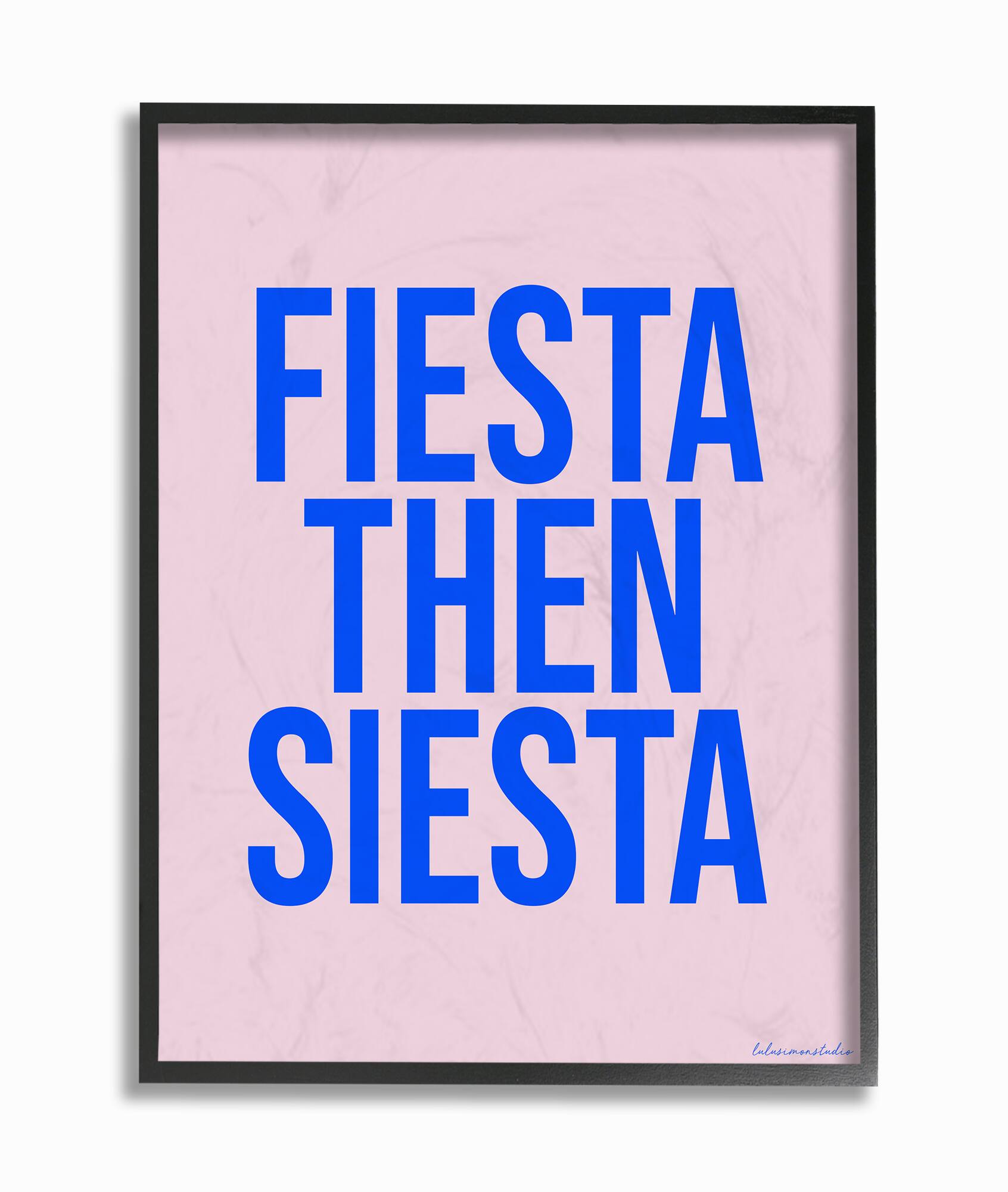 Stupell Industries Fiesta Then Siesta Typography Black Framed Wall Art