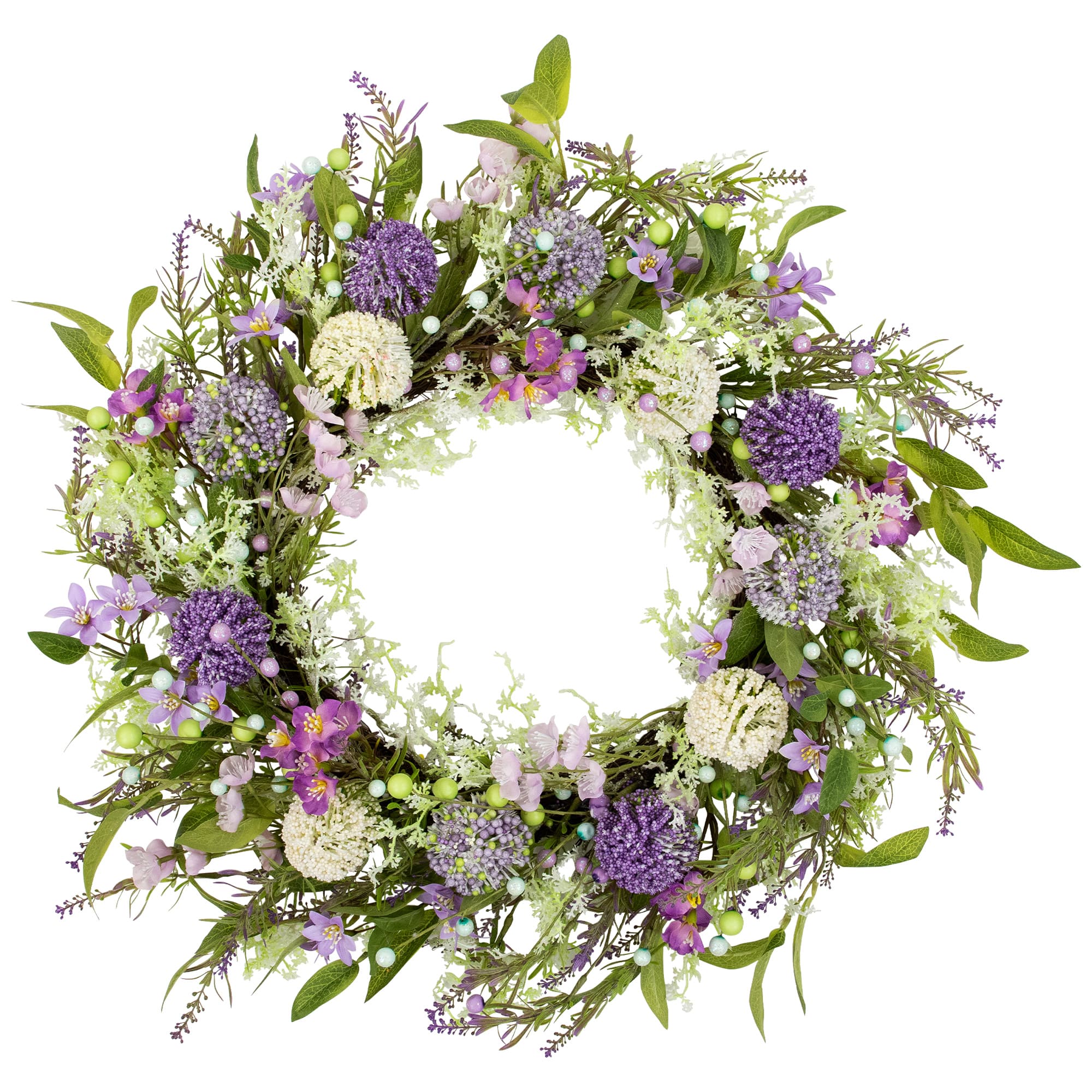 28" Purple Wild Flower & Berry Spring Wreath