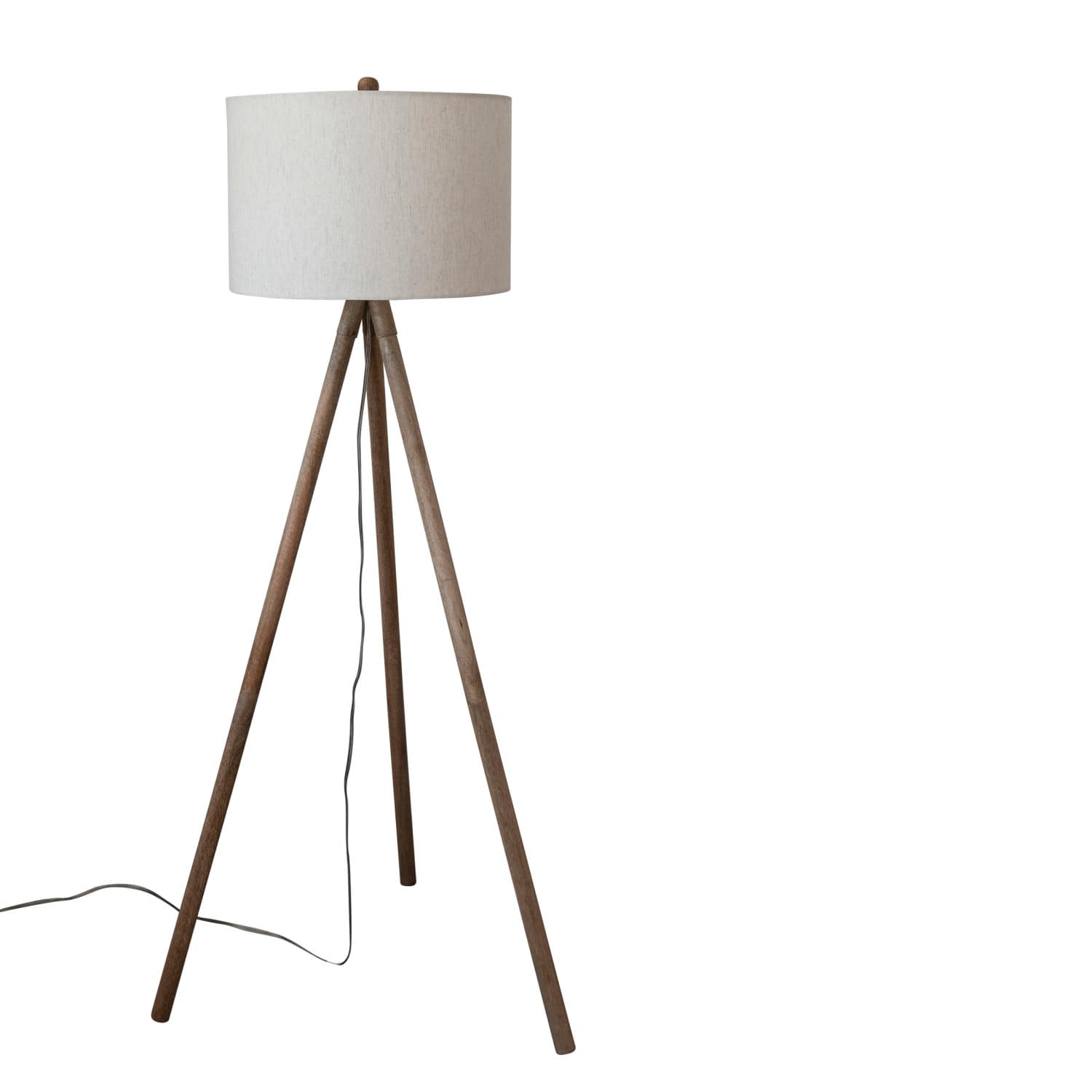 Hello Honey&#xAE; 5ft. Modern Wood Tripod Floor Lamp with Fabric Shade