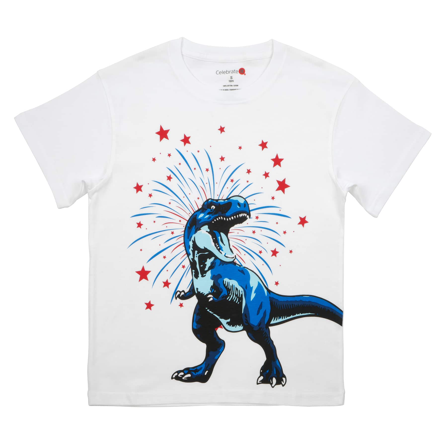 Red, White &#x26; Blue Patriotic Dinosaur Youth T-Shirt by Celebrate It&#x2122;