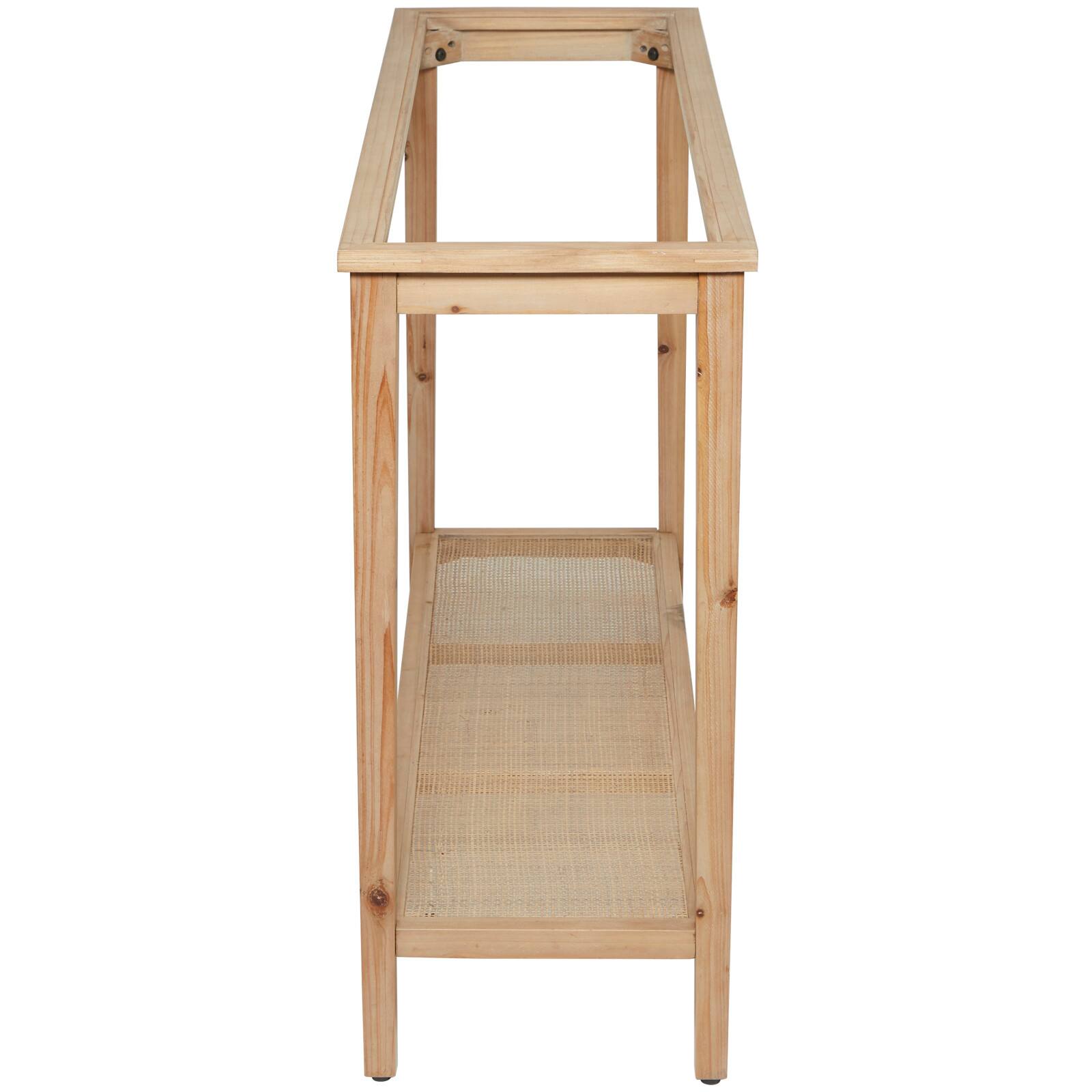 32" Natural Brown Wood Shelf Console Table