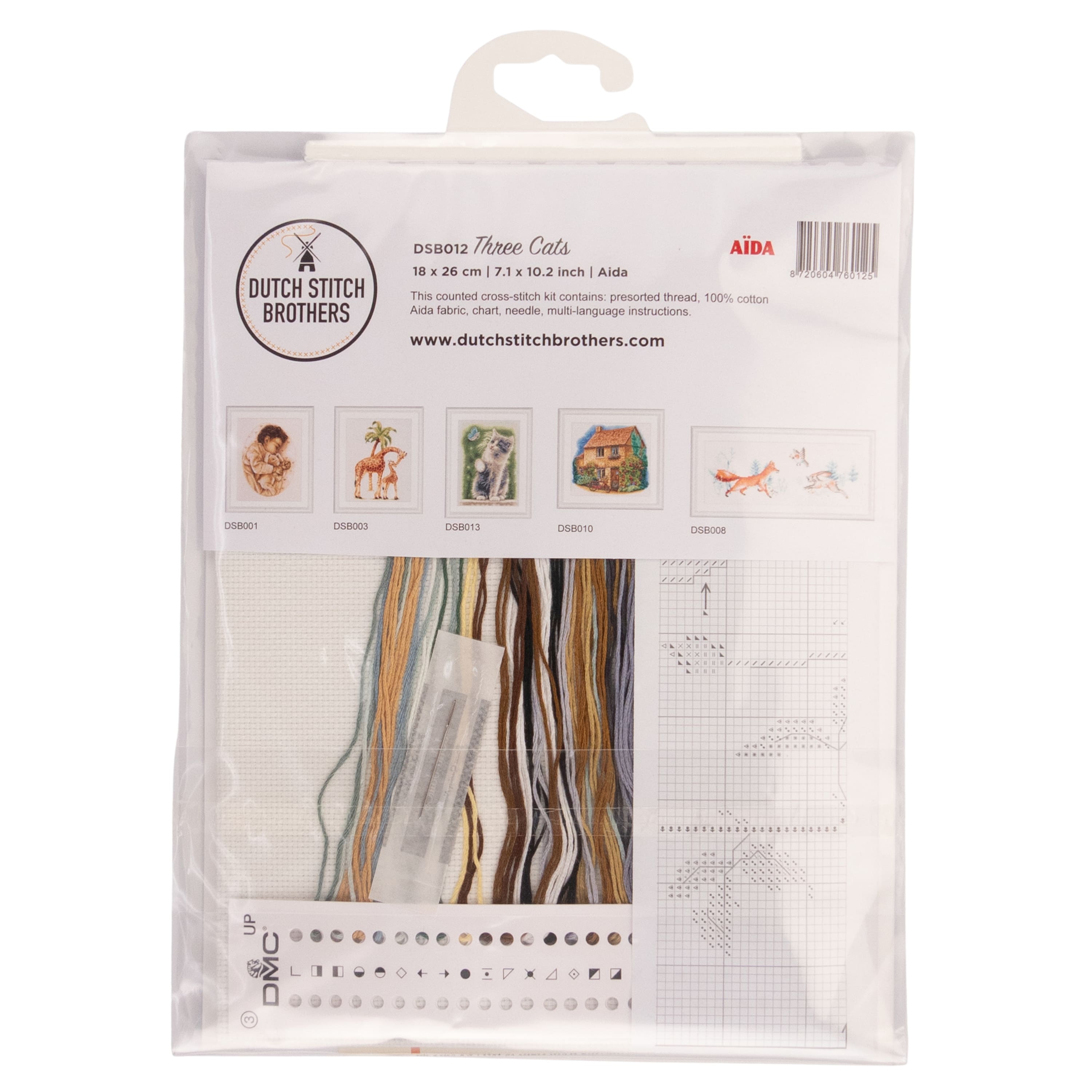 Thea Gouverneur Since 1959® Charming Cat Trio Counted Cross Stitch Kit