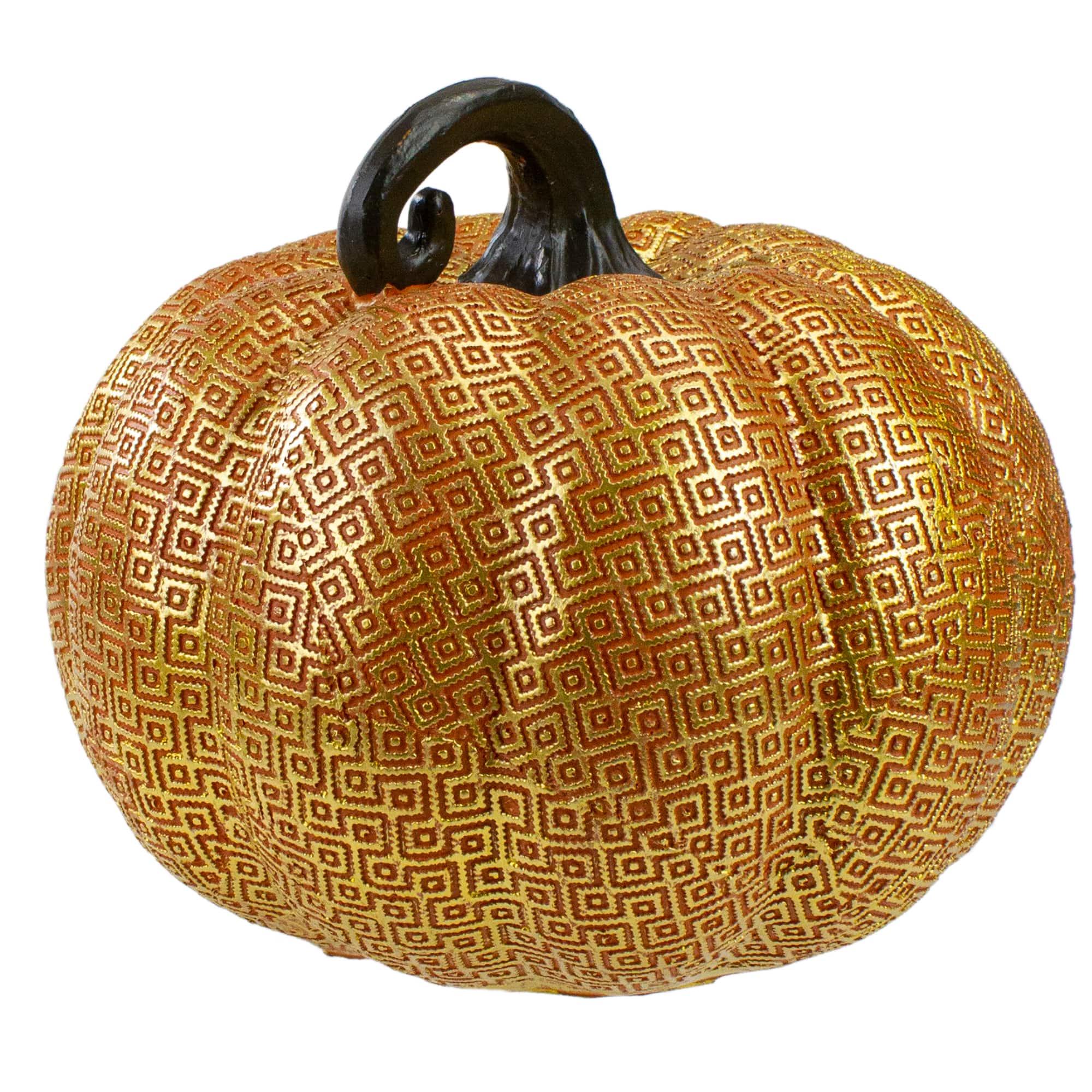 7.5&#x22; Gold &#x26; Orange Textured Pumpkin Fall Decoration