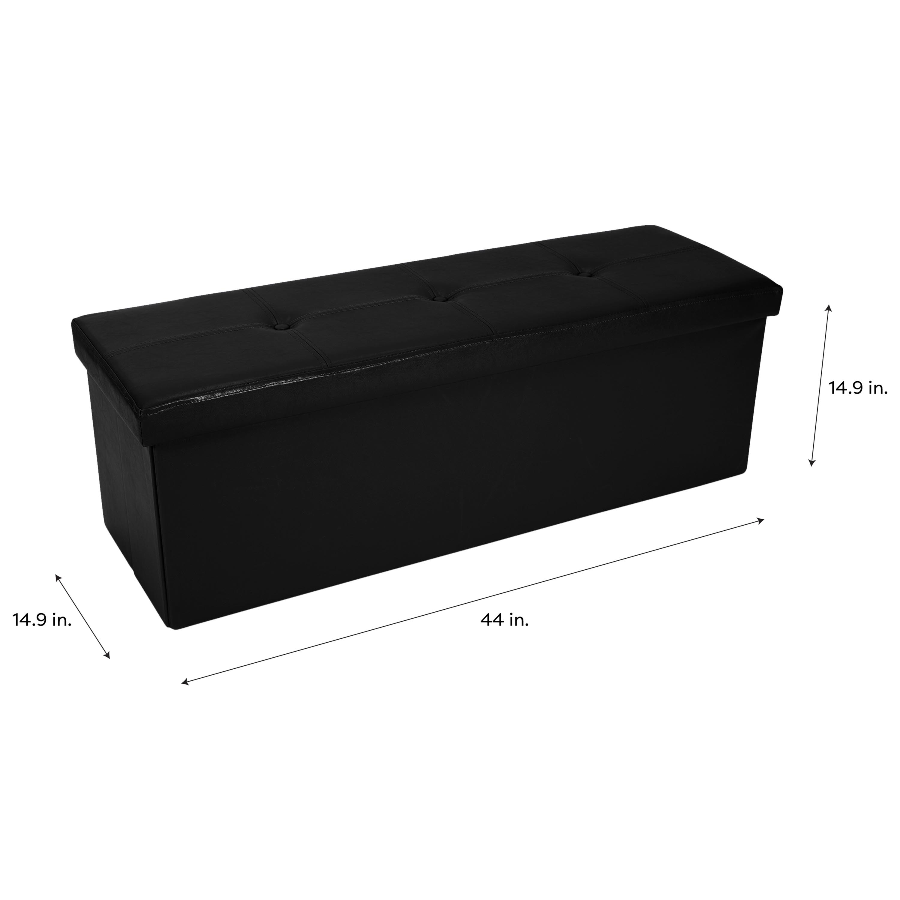 Simplify 44" Faux Leather Triple Folding Storage Ottoman