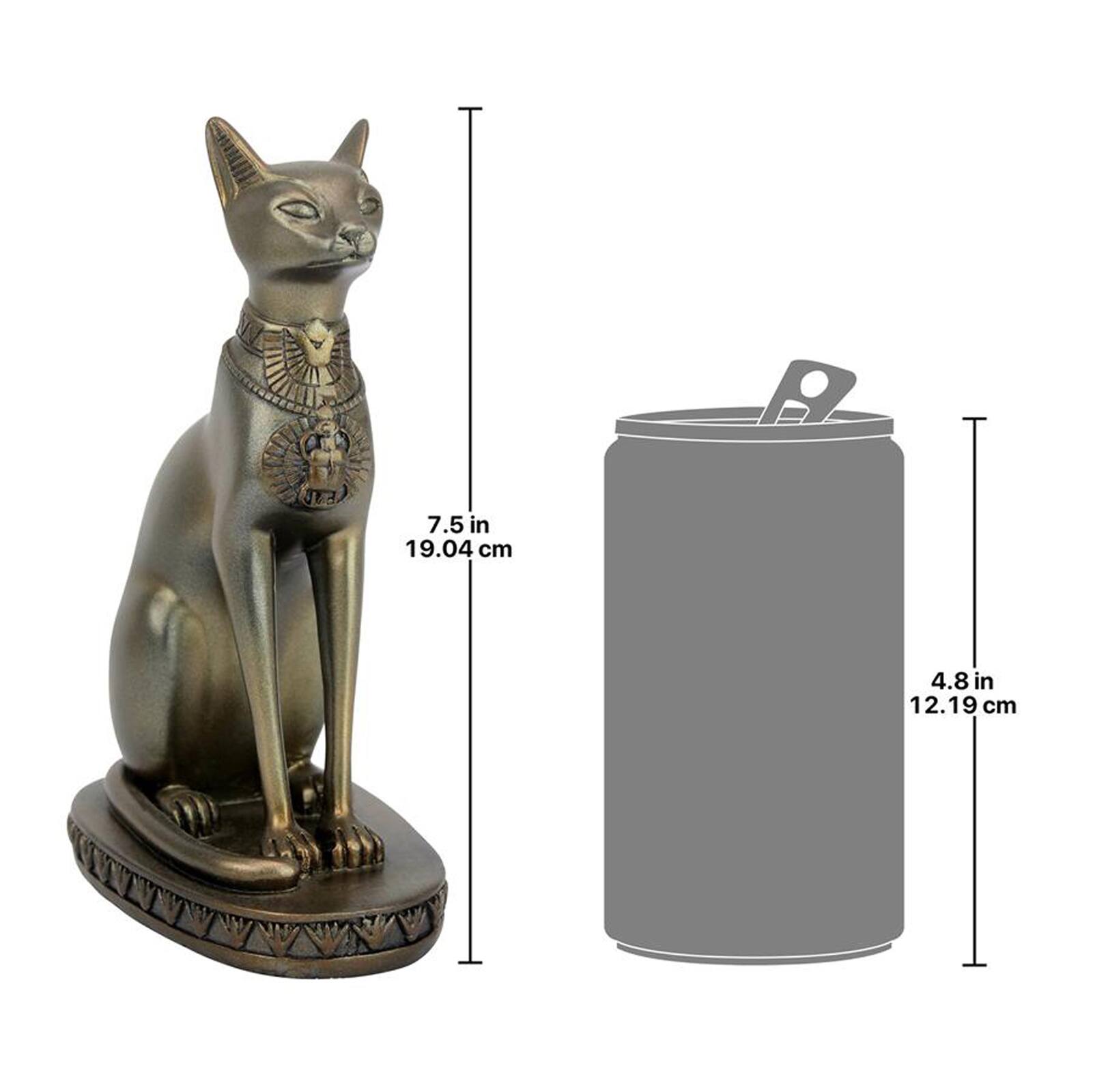 7.5&#x22; Gold Cat Goddess of Ancient Egypt Statue