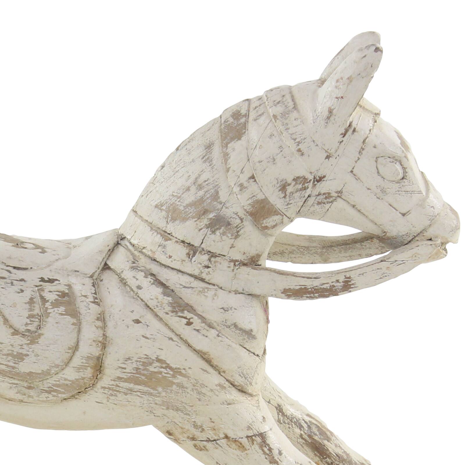 27" White Mango Wood Vintage Horse Sculpture