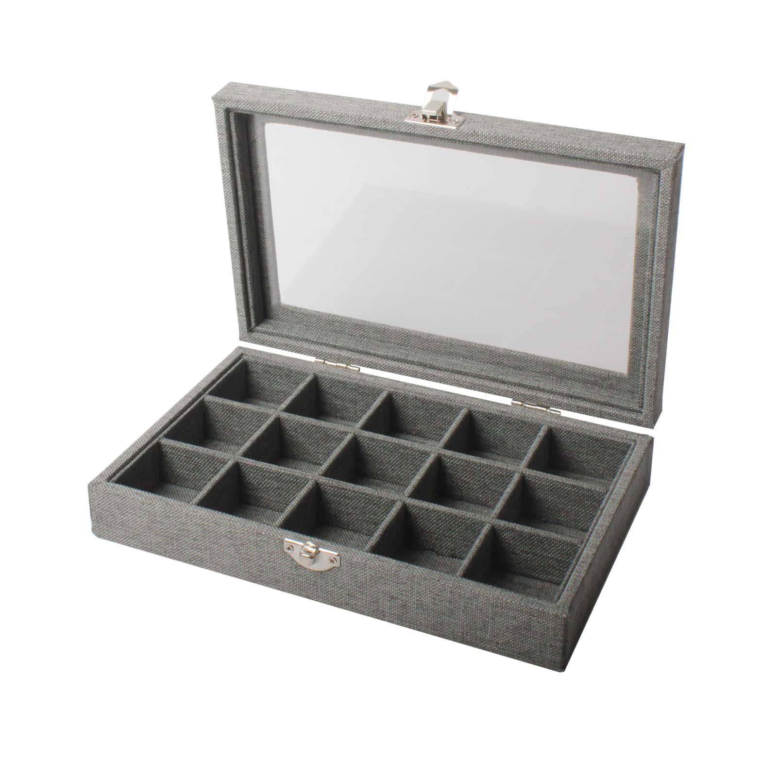 Black Glass Top Lid Jewellery Display Pendants Charms Organizer Storage Case Box 
