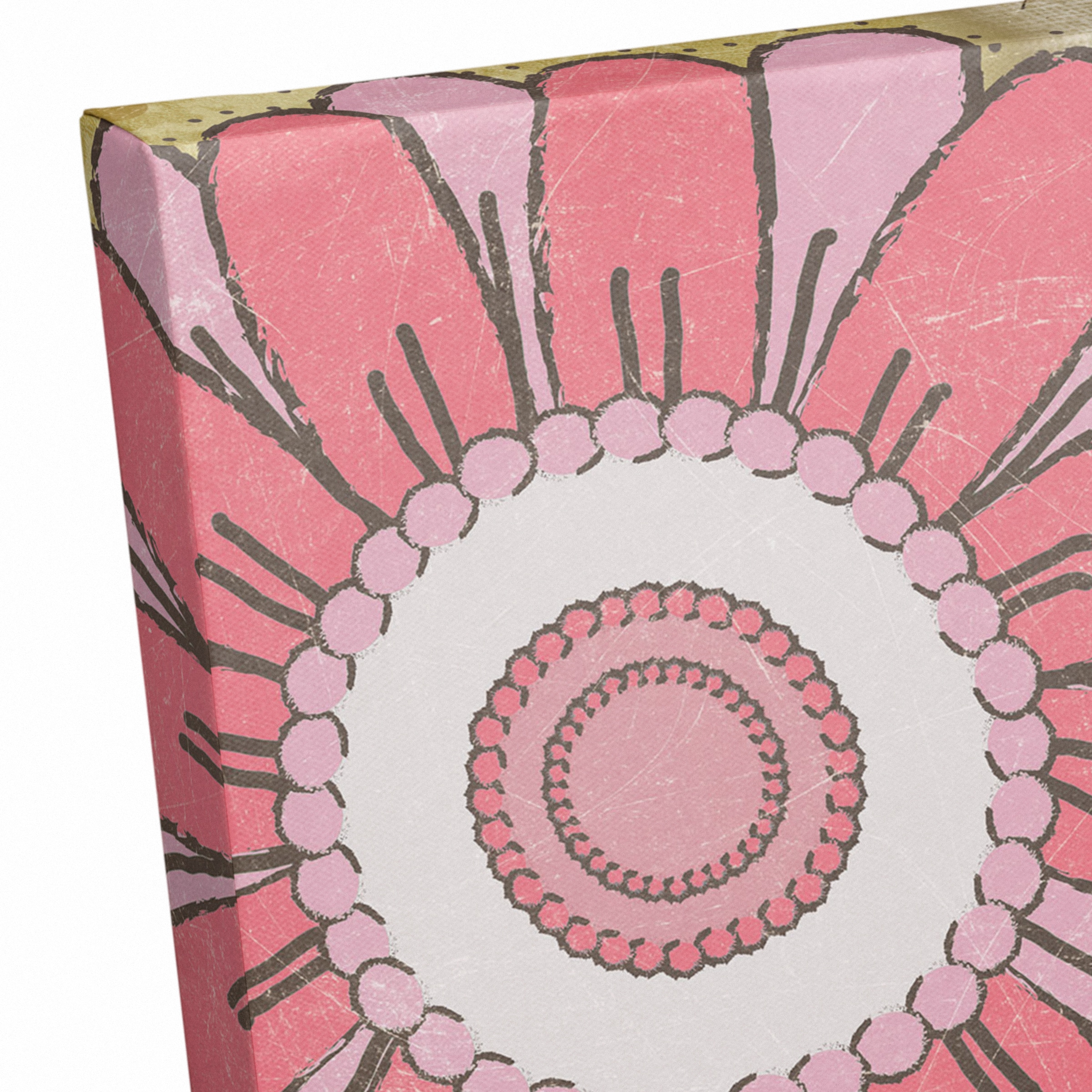 Flower Medallions With Bird 20" x 20" Canvas Wall Art