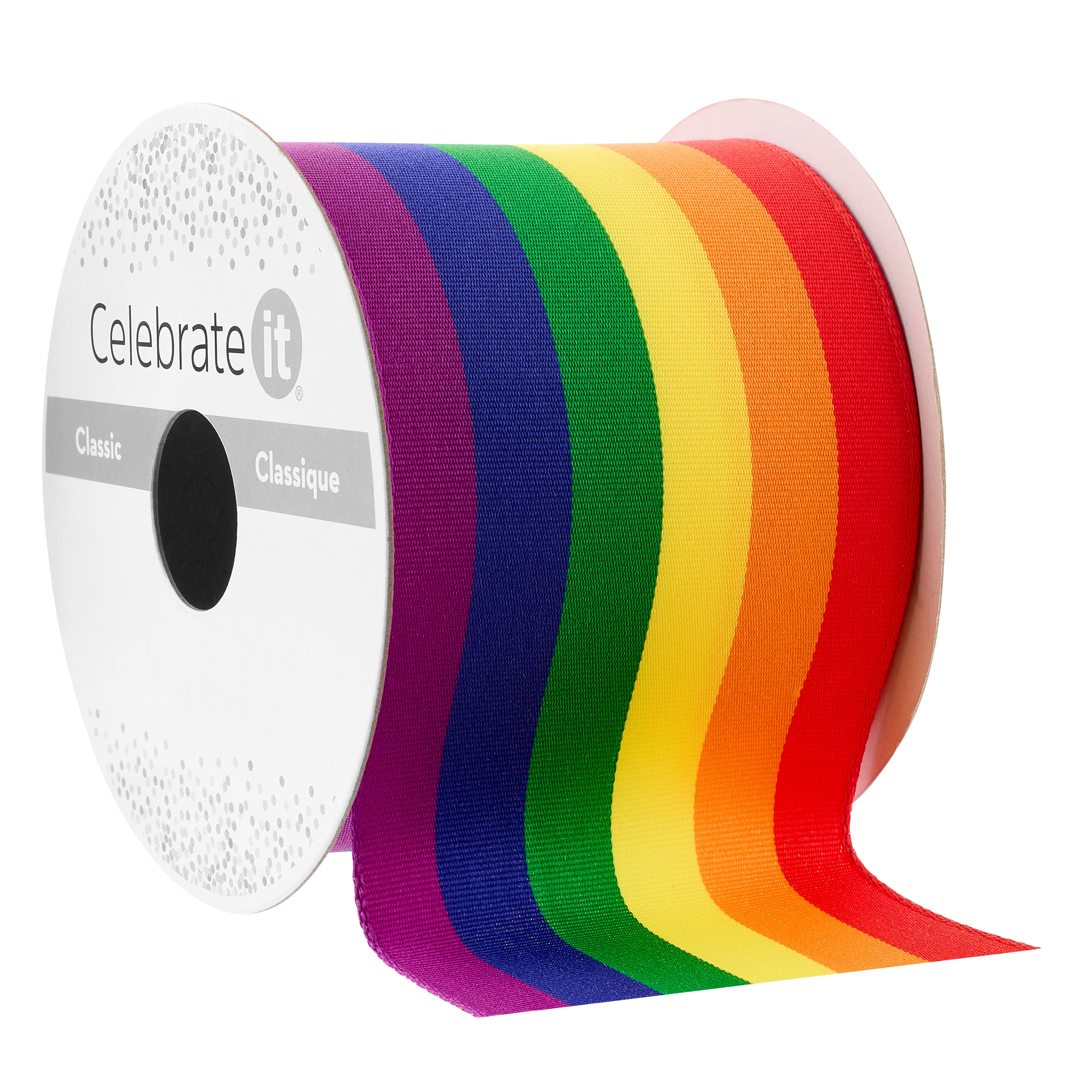 2.5&#x22; x 3yd. Wired Rainbow Grosgrain Ribbon by Celebrate It&#xAE;