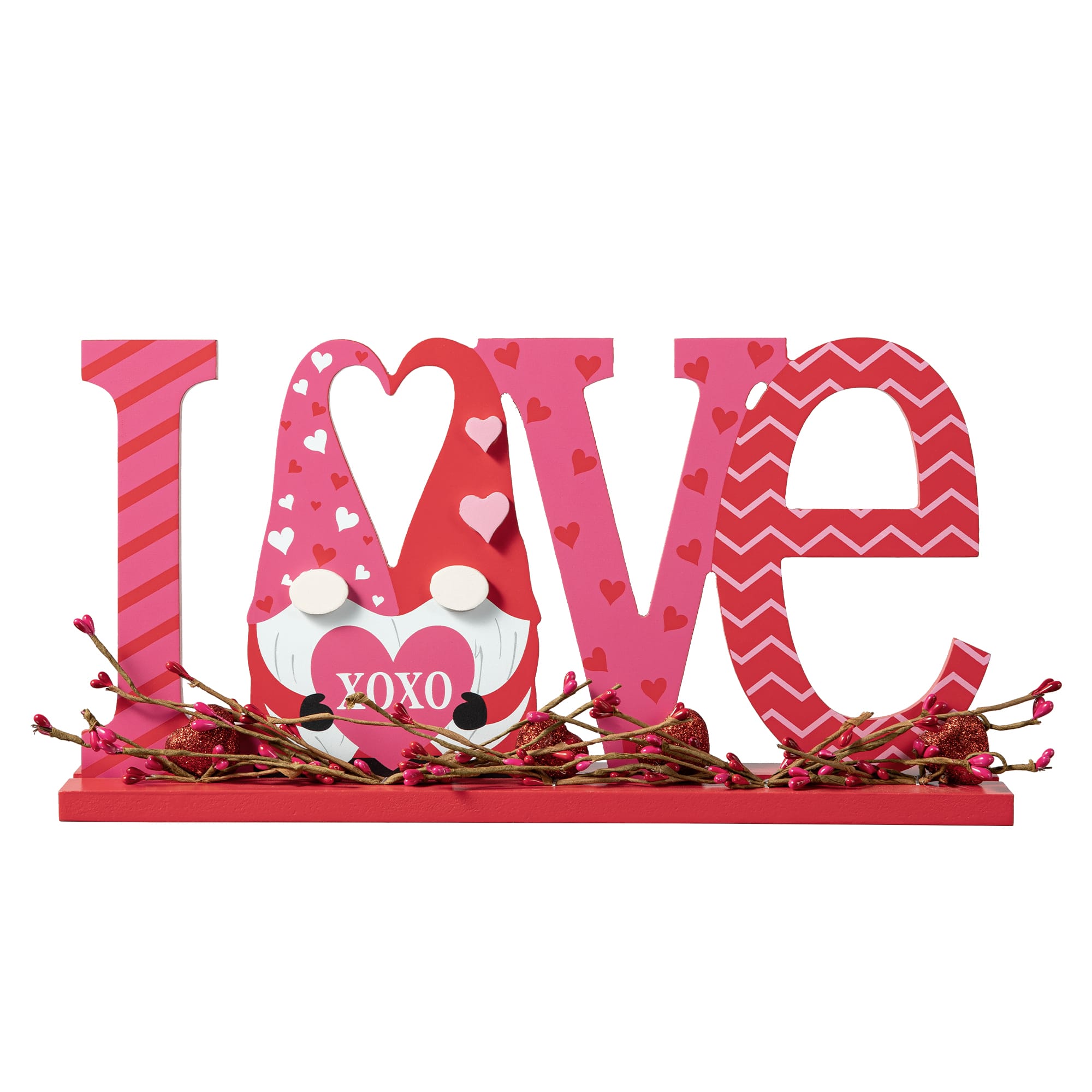 Glitzhome&#xAE; 14.25&#x22; Valentine&#x27;s LOVE Wooden Gnome Table Decor