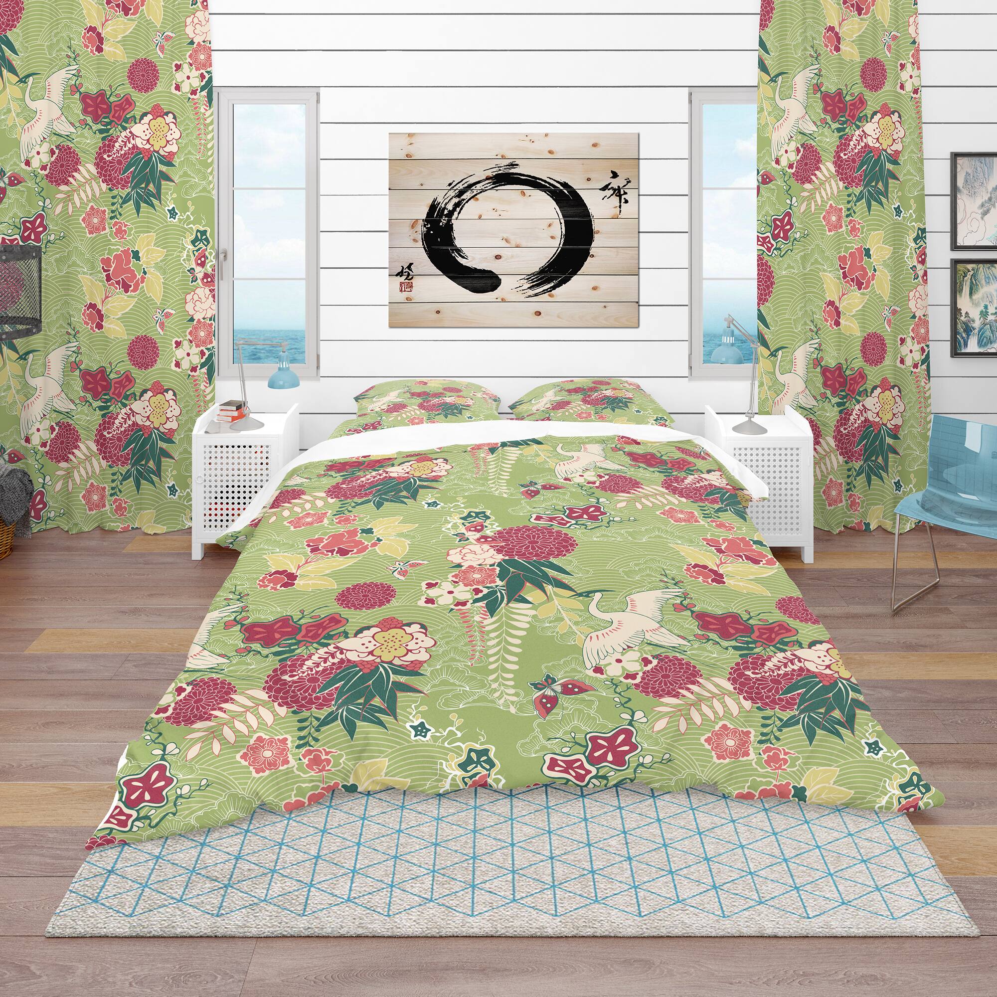 Designart &#x27;Oriental Silk Pattern&#x27; Asian Bedding Set - Duvet Cover &#x26; Shams