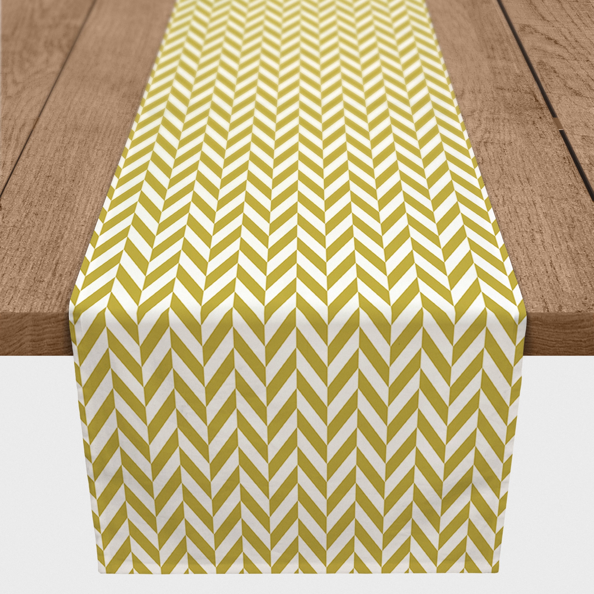 Gold & White Chevron Outdoor Table Runner