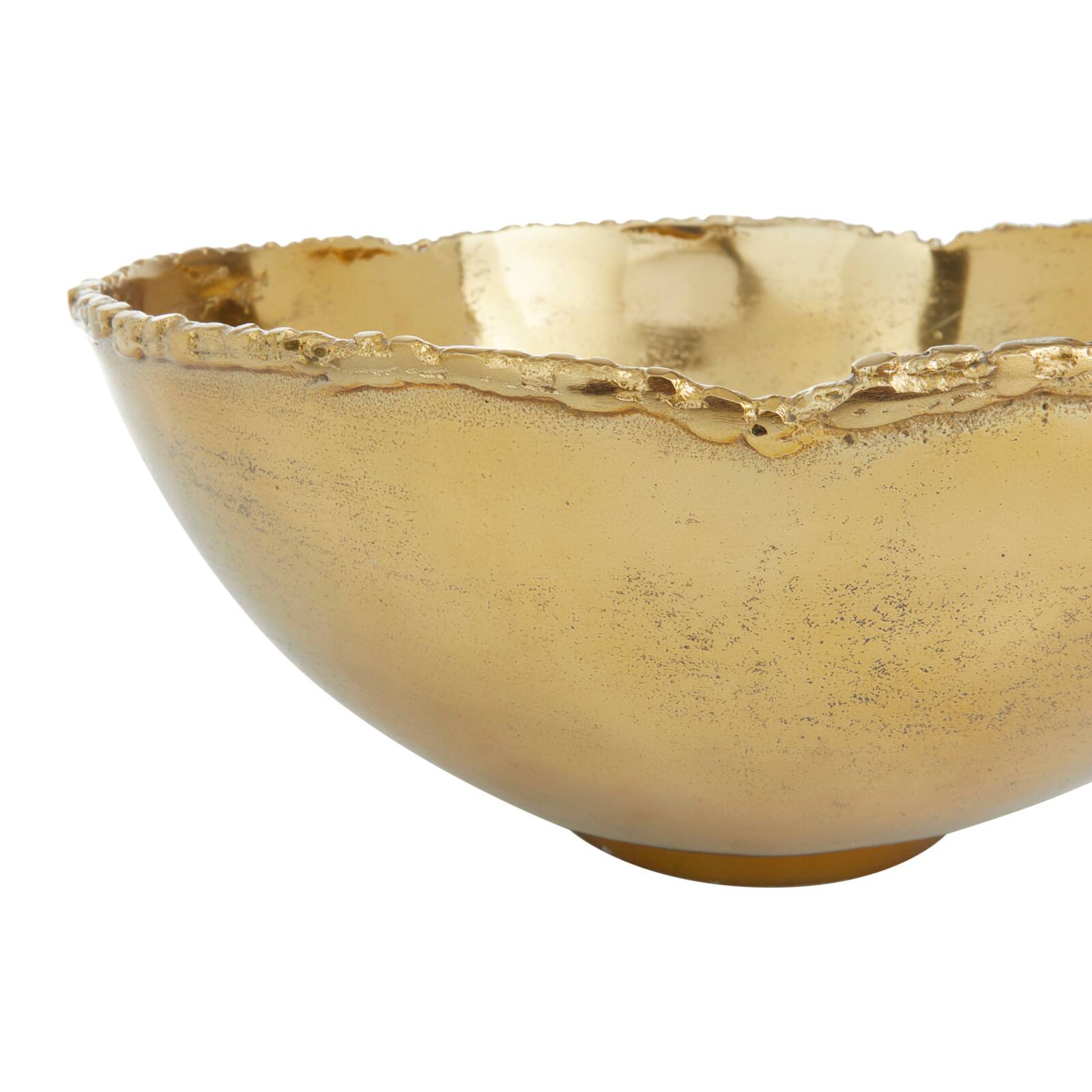 Set of 3&#x22; Gold Aluminum Modern Decorative Bowl, 6&#x22; x 14&#x22; x 14&#x22;