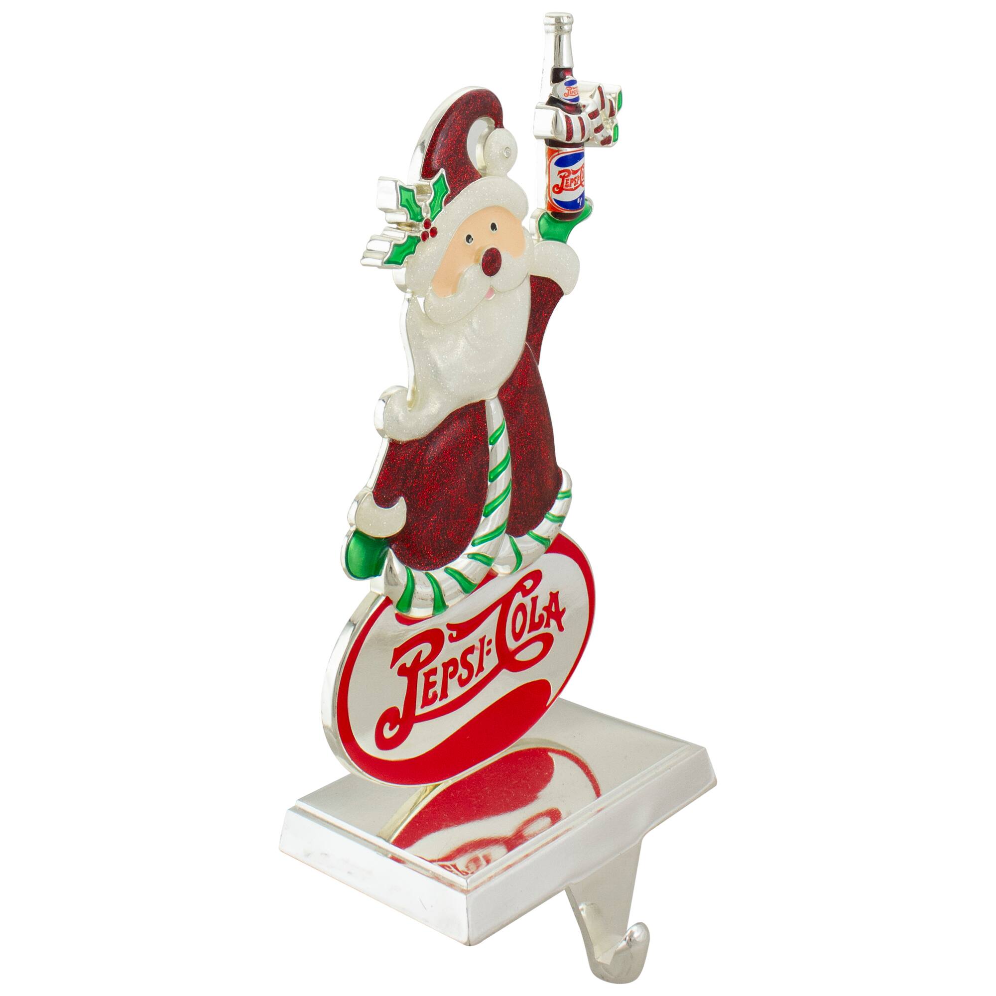 9.75" Silver Pepsi-Cola Santa Claus Christmas Stocking Holder