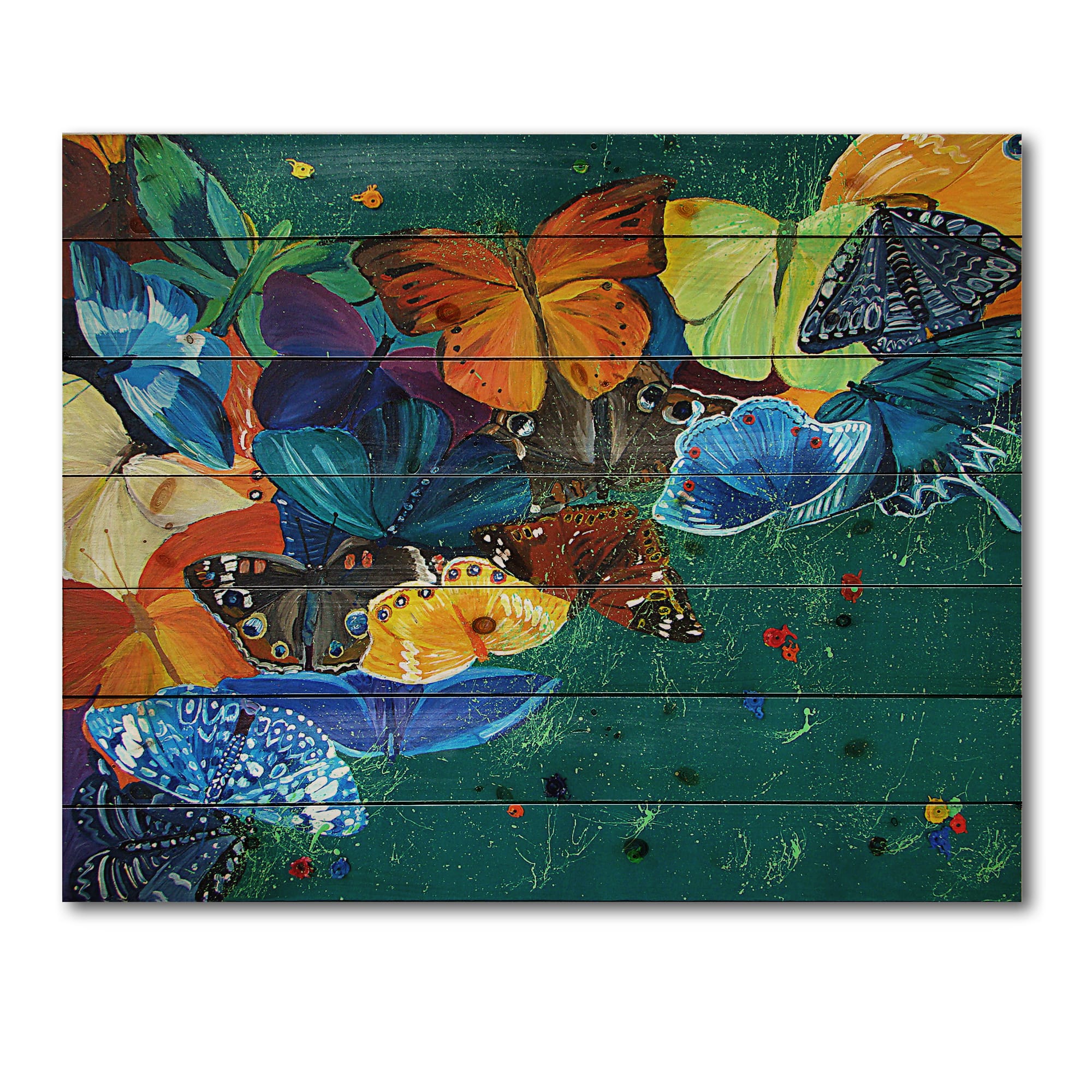 Designart - Colour Butterflies On A Gree
