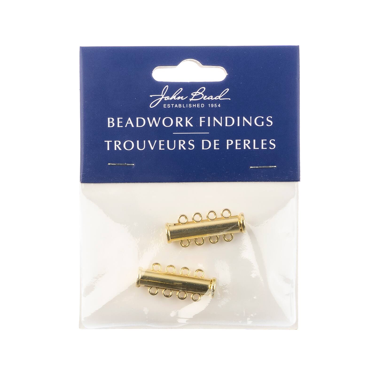 John Bead Beadwork Findings Gold Tube Slide Clasp, 2ct.