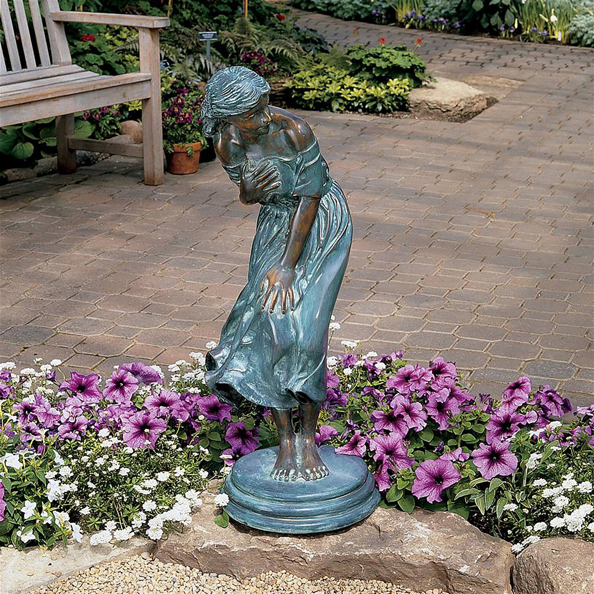 Design Toscano 36&#x22; Windblown Quality Lost Wax Bronze Statue