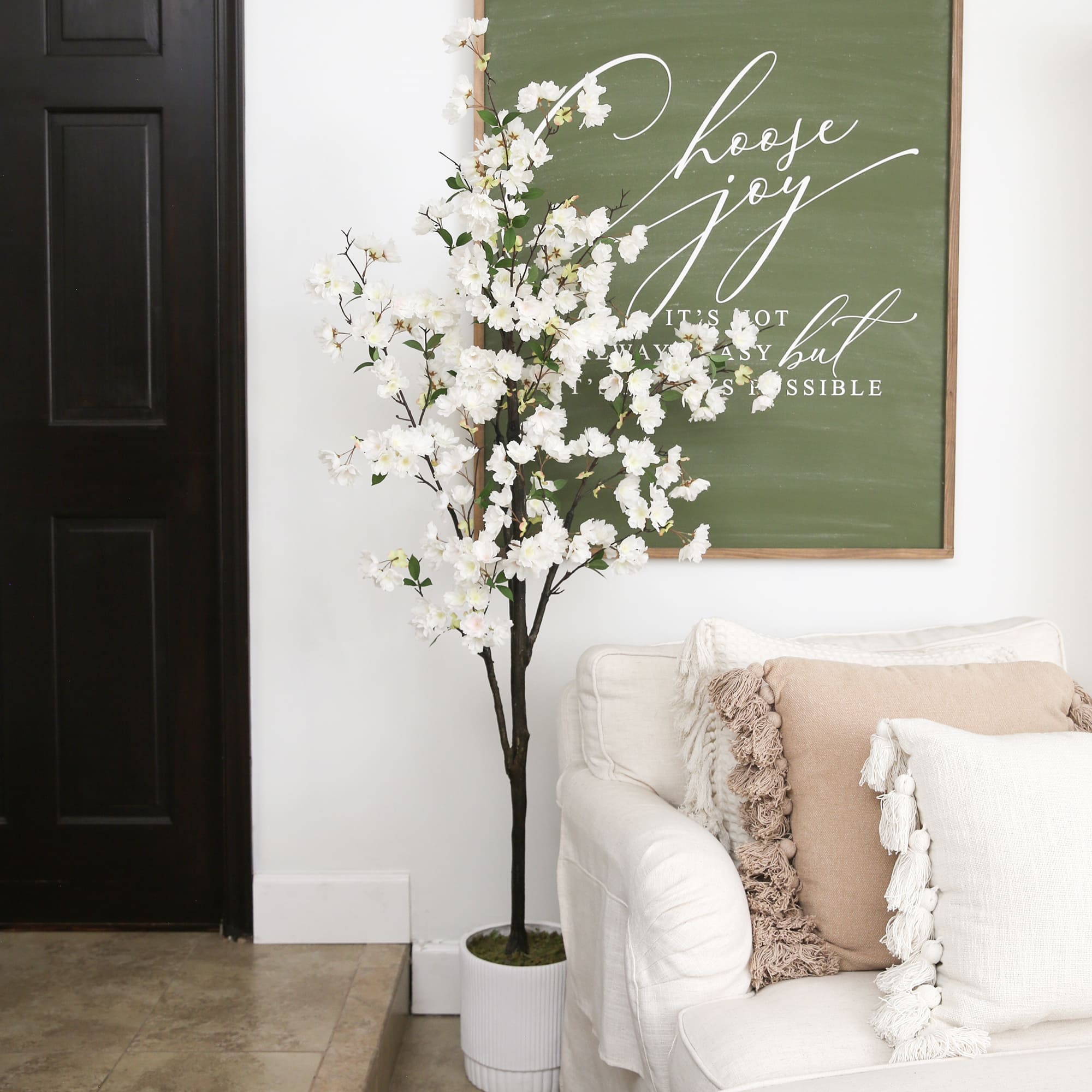 6ft. Artificial Cherry Blossom Tree with White Decorative Planter