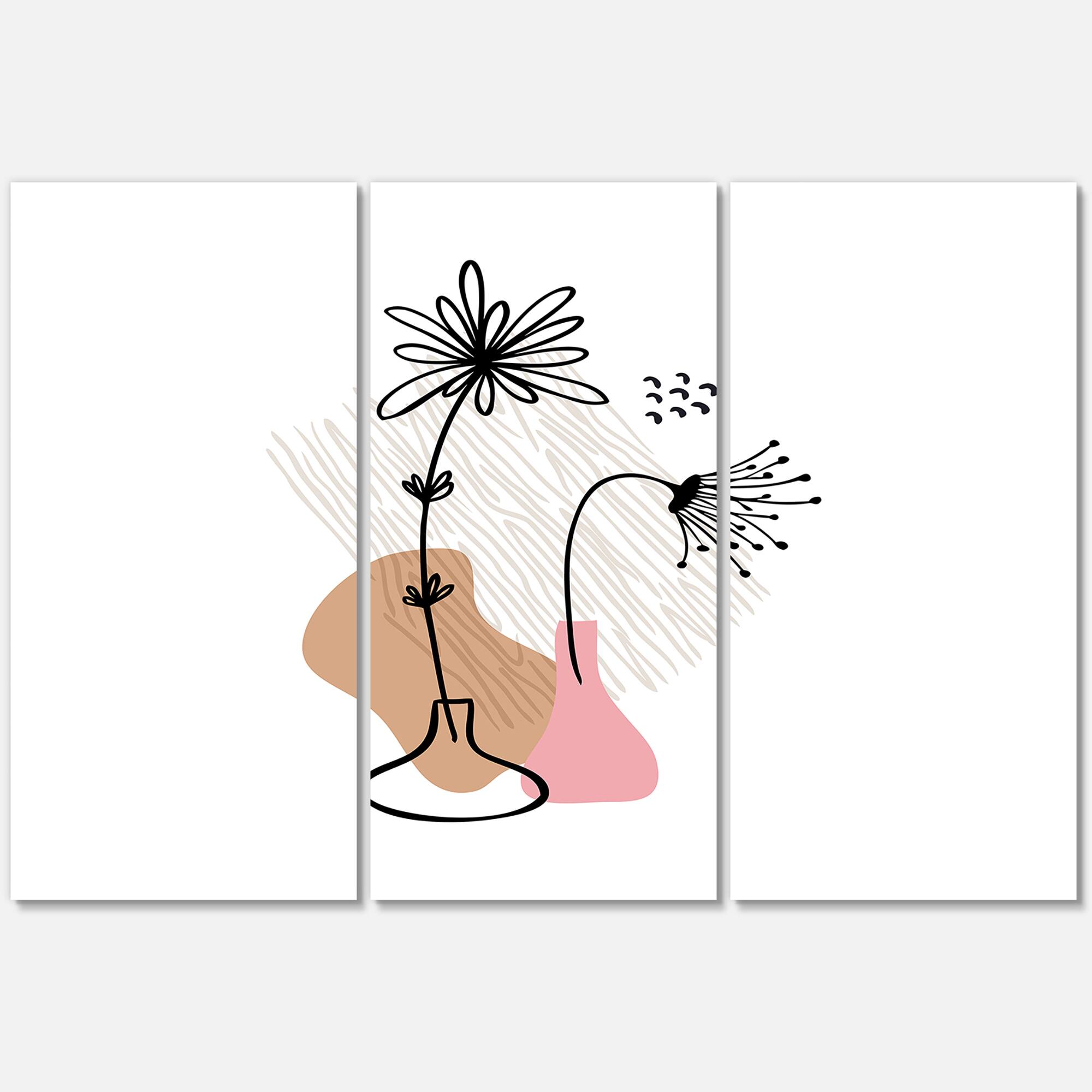 Designart - Abstract Flowers On Minimal Shapes III