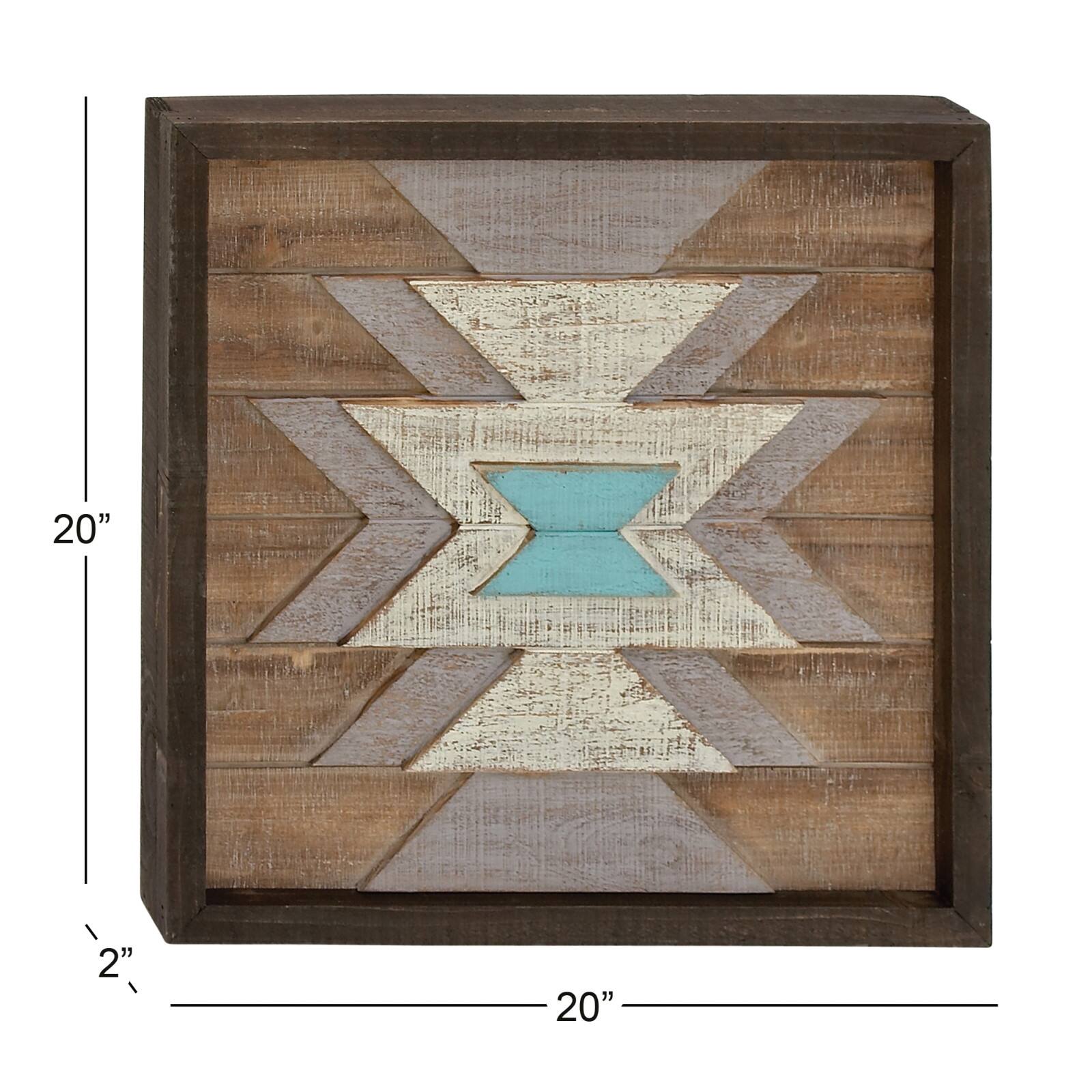 20" Multicolored Wood Farmhouse Abstract Wall Decor