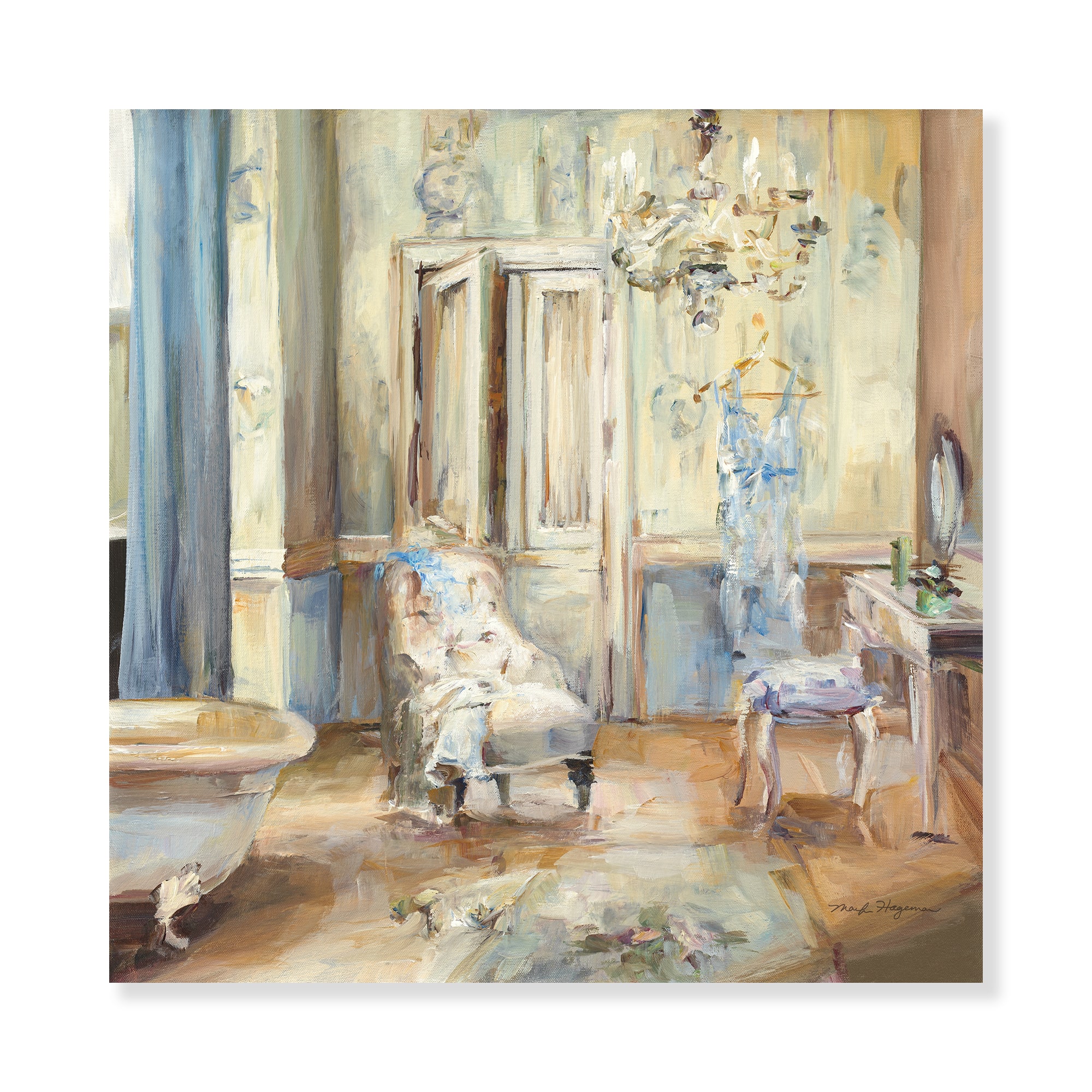 Designart - French Boudoir Bath I - Traditional Bathroom Premium Canvas Wall Art