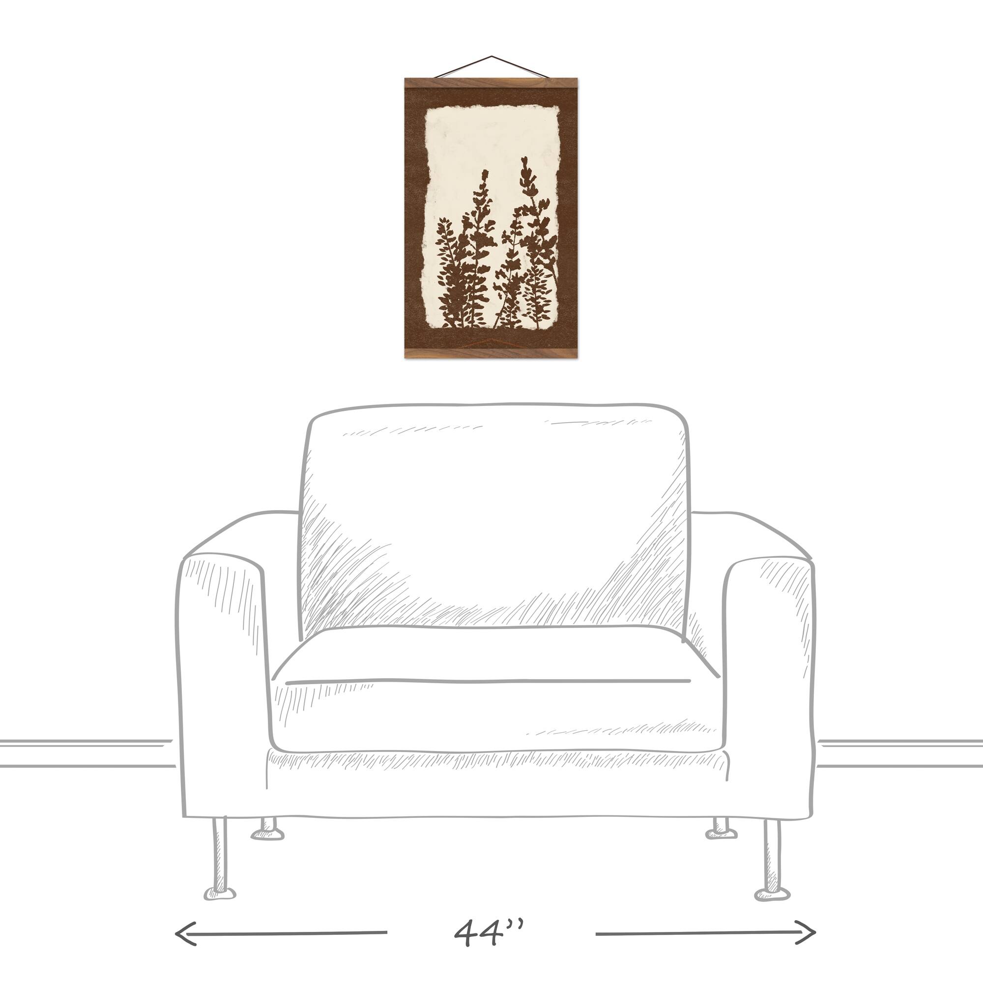 Brown Floral Silhouette 12" x 18" Teak Hanging Canvas