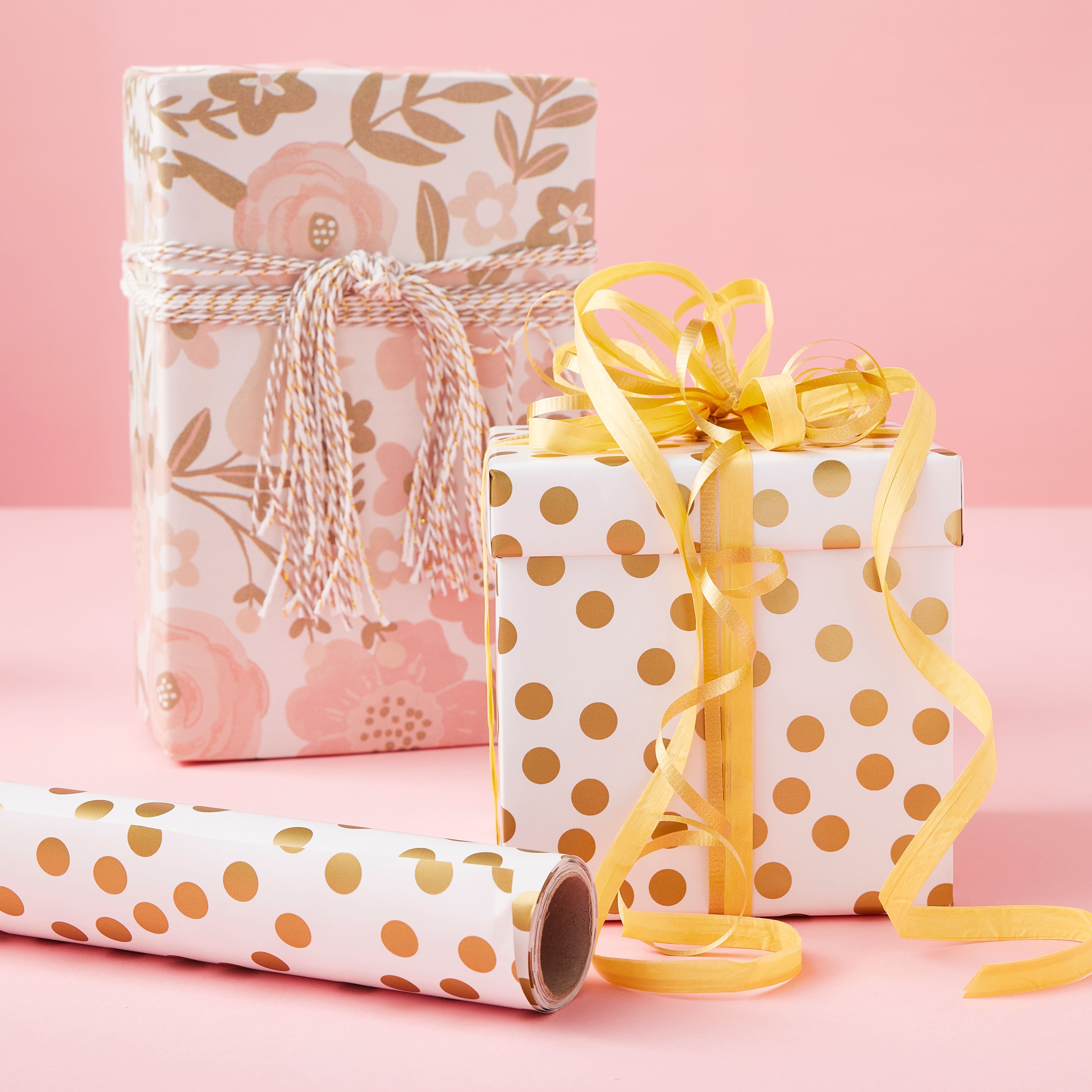 Yellow & White Dotted Gift Wrap by Celebrate It™