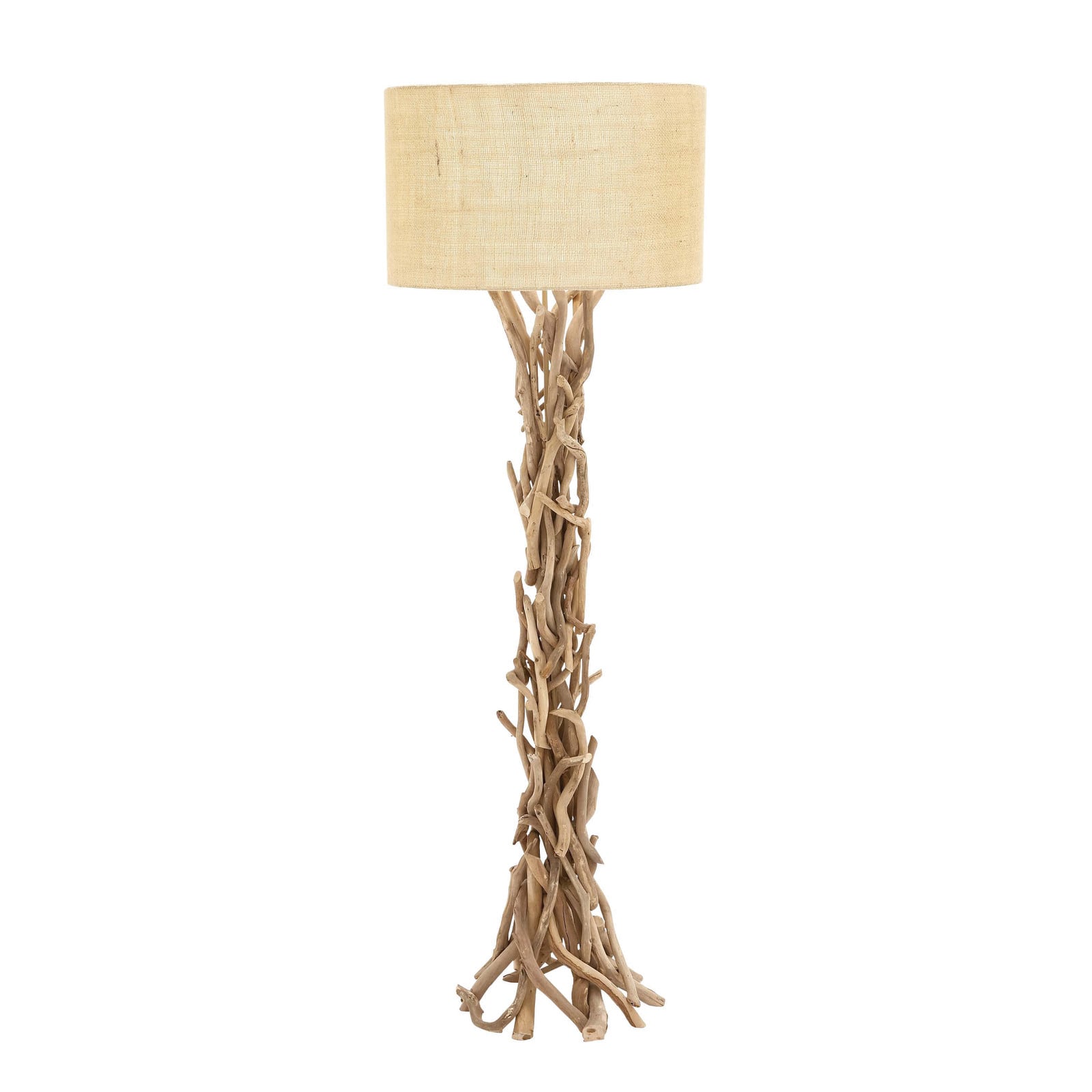 Beige Wood Rustic Floor Lamp, 62&#x22; x 22&#x22; x 22&#x22;