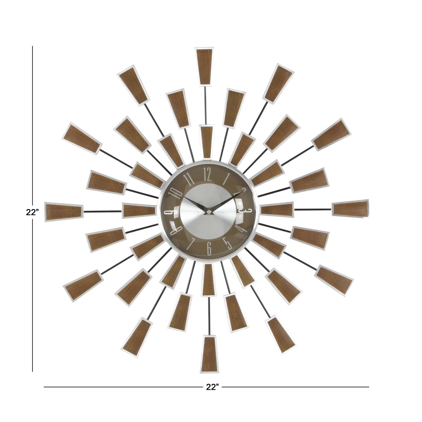 22&#x22; Brown Metal Modern Wall Clock