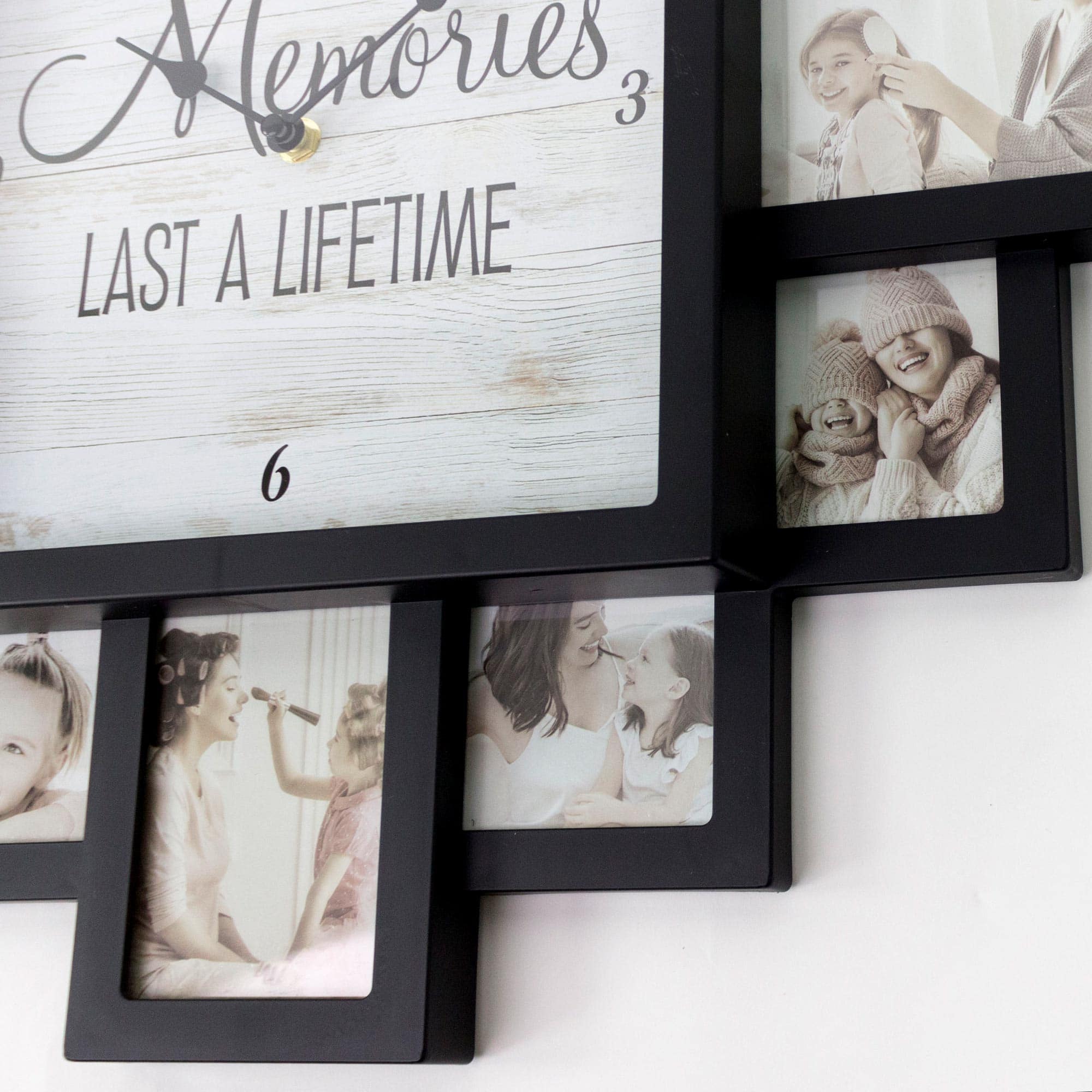 Black "Lifetime Memories" Picture Frame Wall Collage Clock