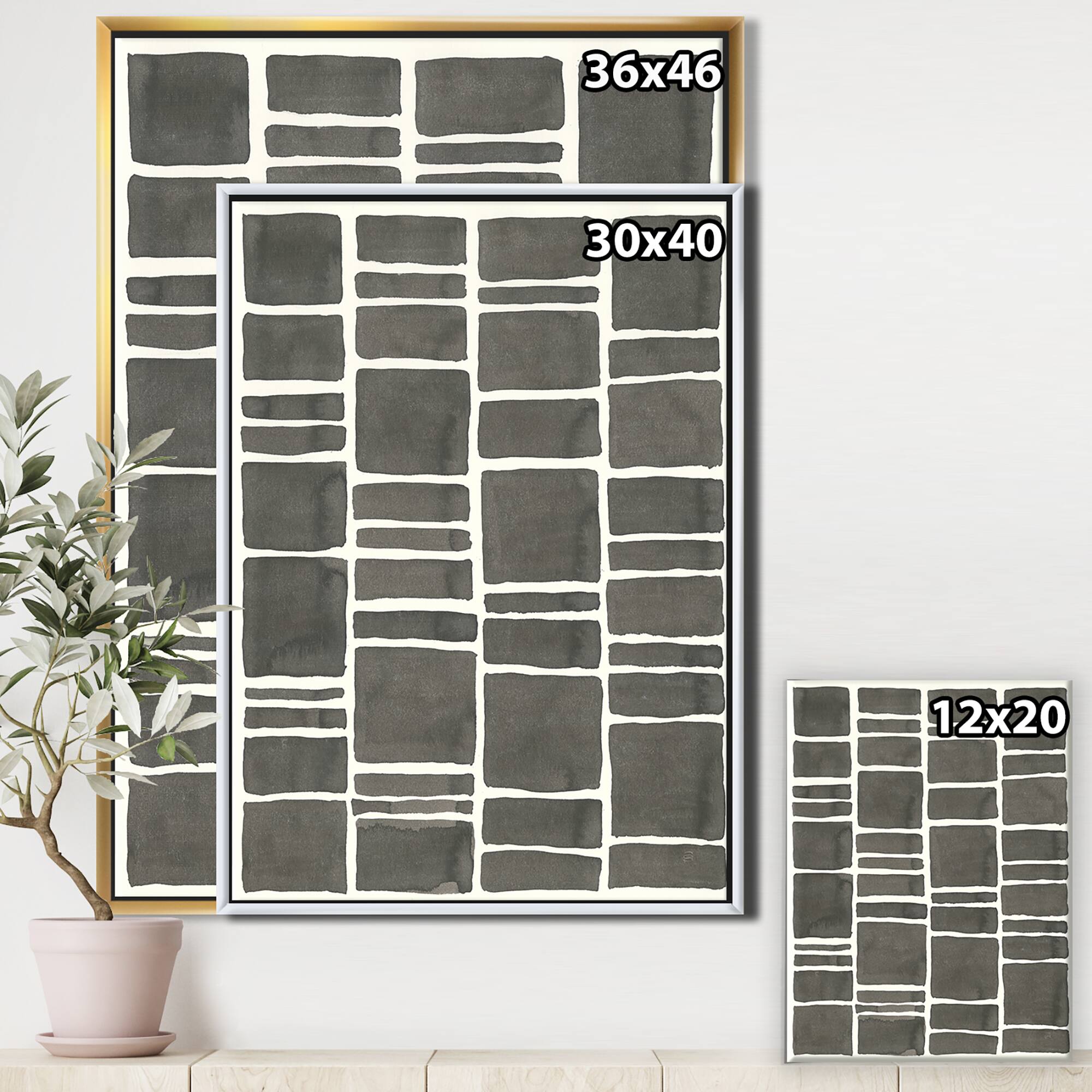 Designart - Minimalist Graphics IV - Transitional Canvas in Gold Frame