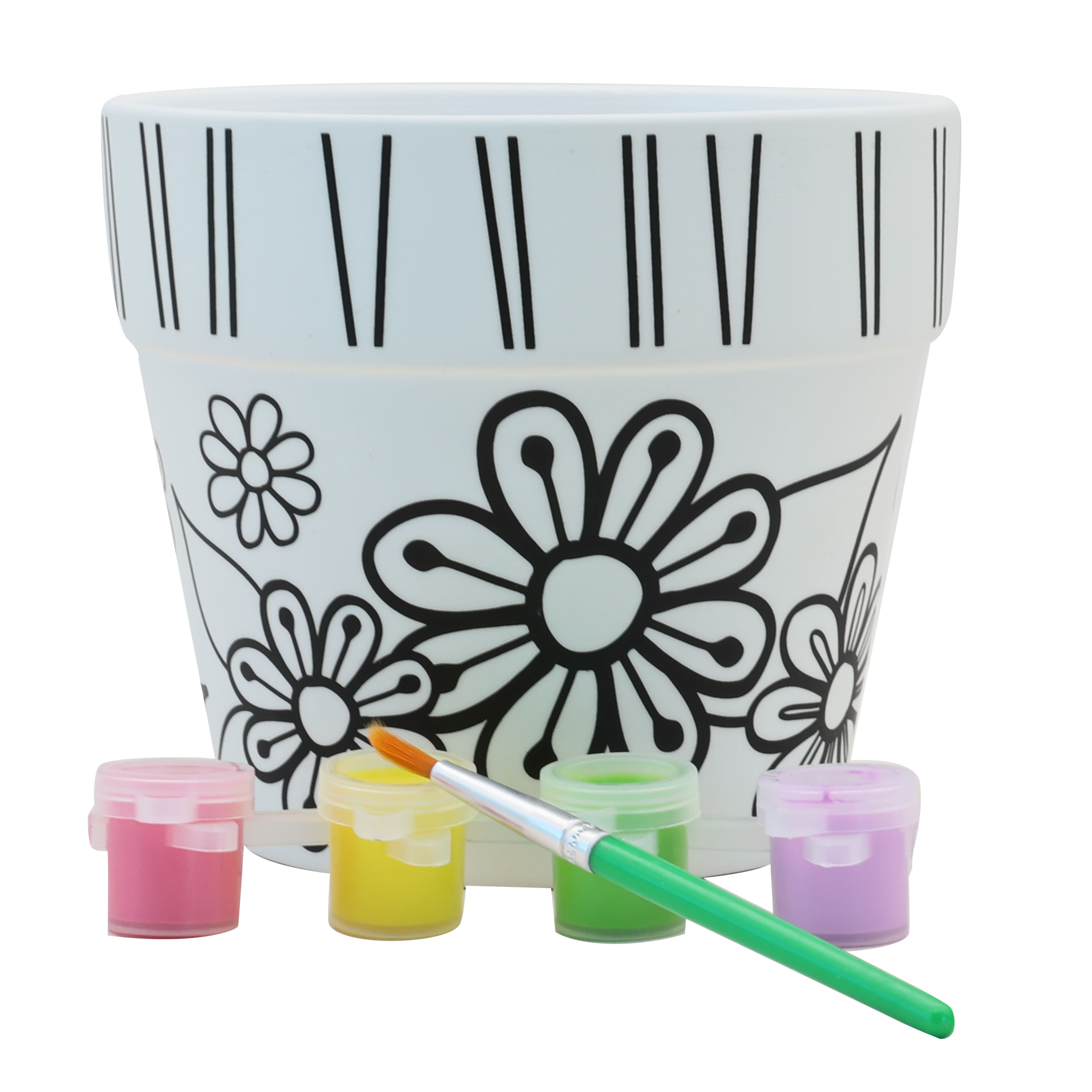 Paint Your Own 3D Ceramic Flowers Flower Pot Kit by Creatology&#x2122;