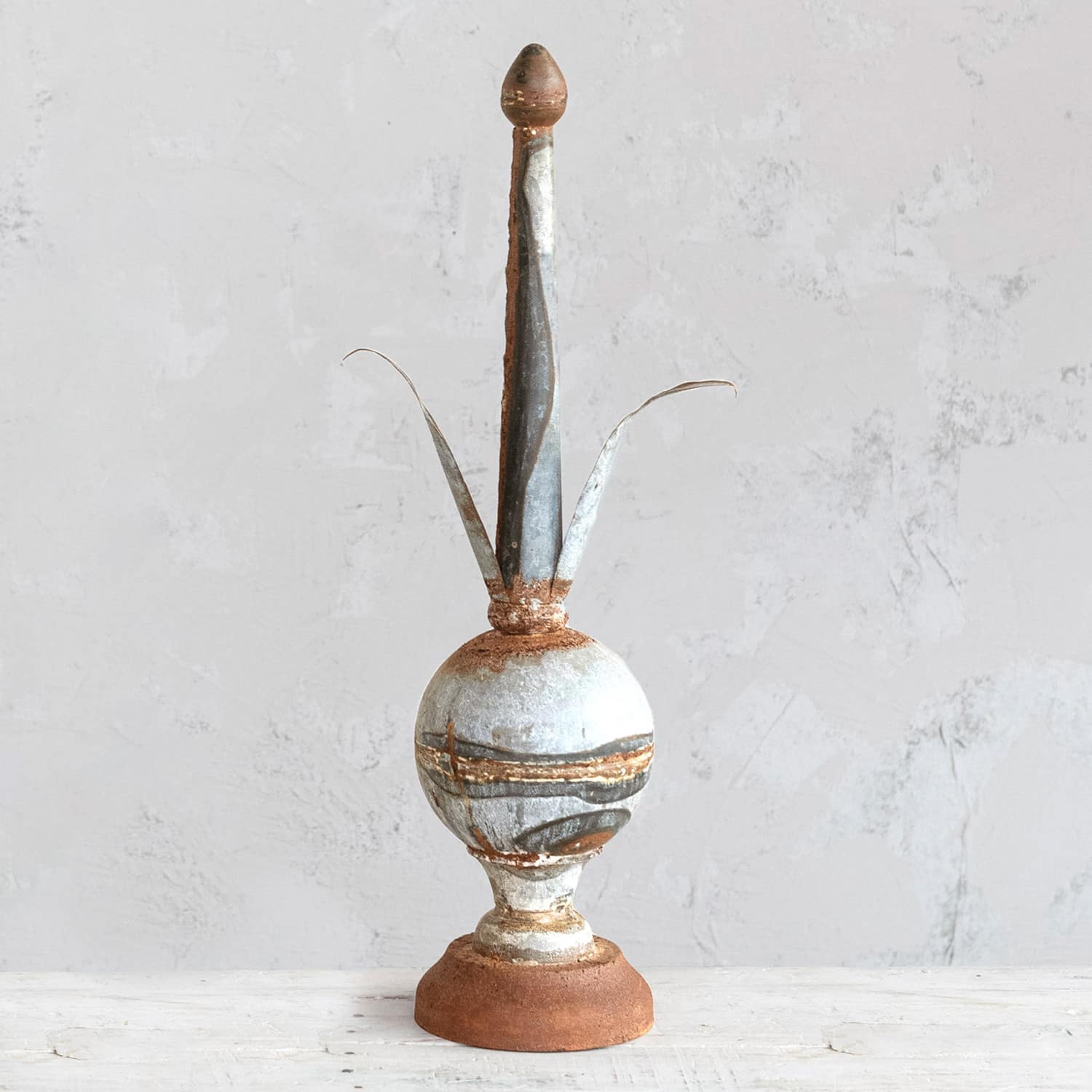 Hello Honey® 25" Distressed Zinc Finish Metal Finial Spindle Décor