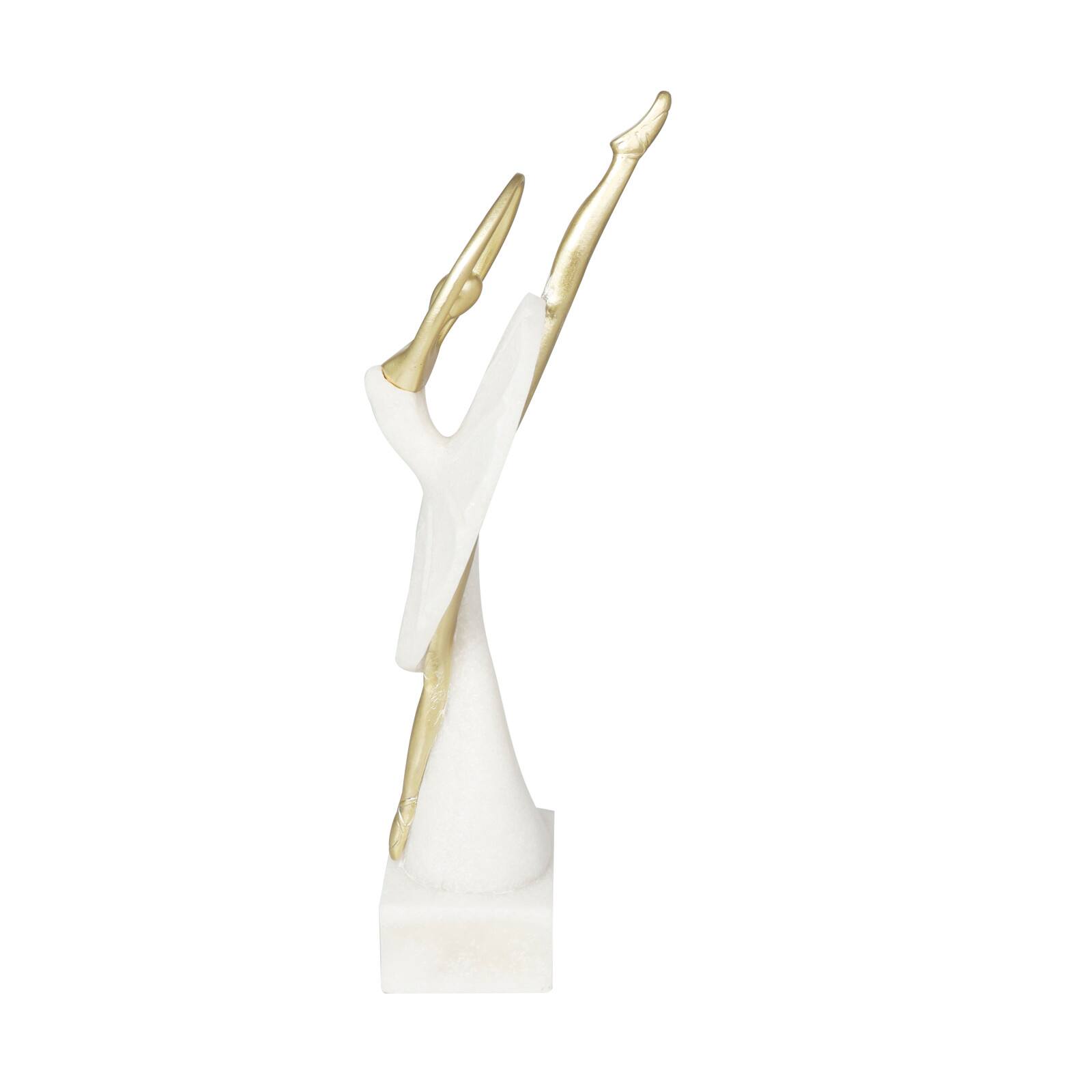 14&#x22; Cream Polystone Ballet Dancer Sculpture D&#xE9;cor