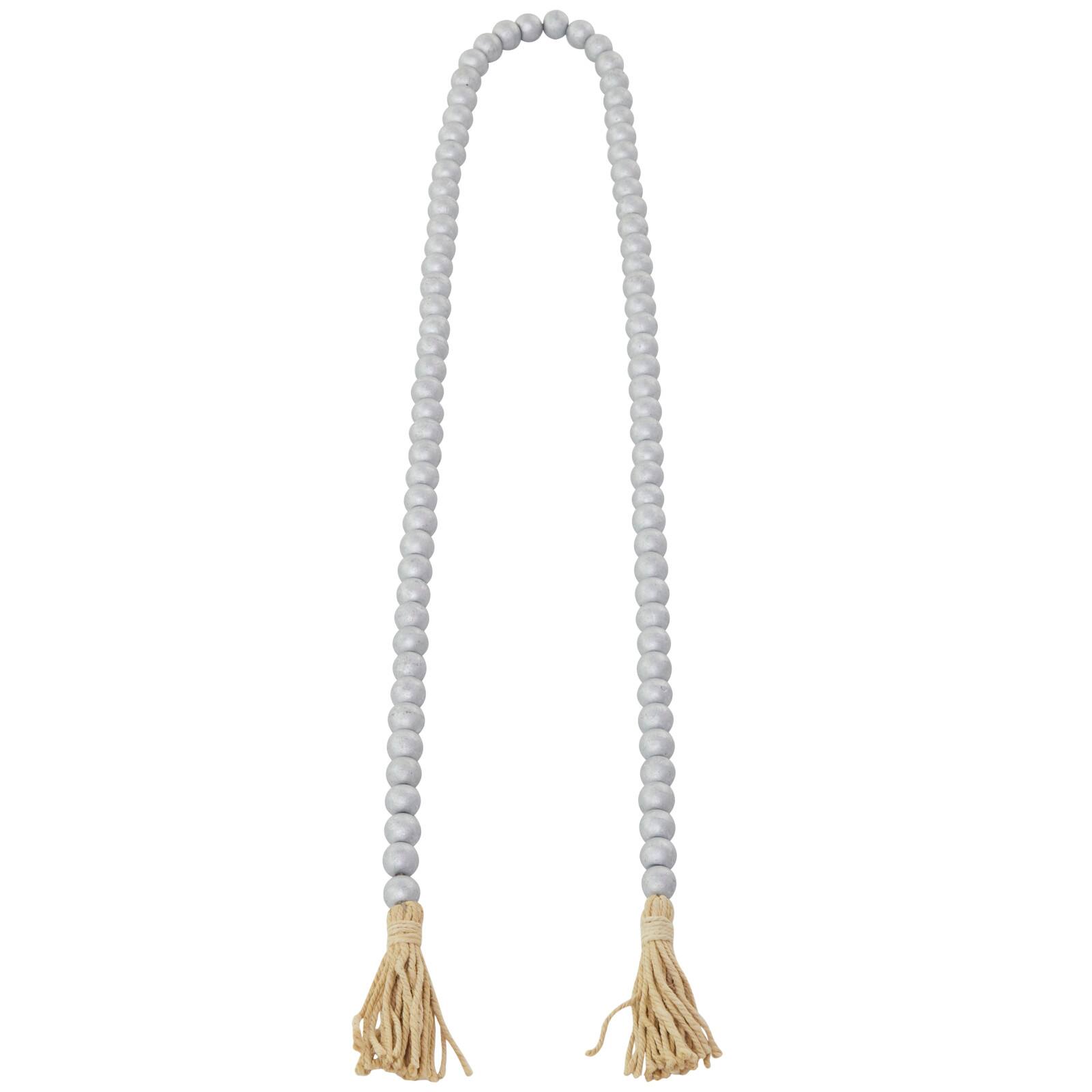 Silver Mango Wood Beaded Garland with Tassel