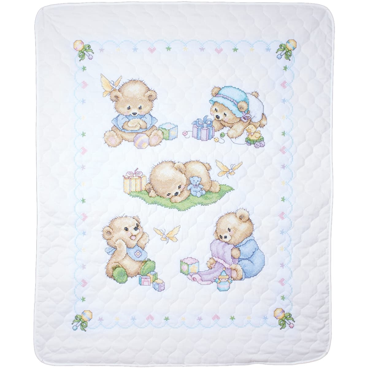 Tobin Baby Bears Stamped Quilt Cross Stitch Kit