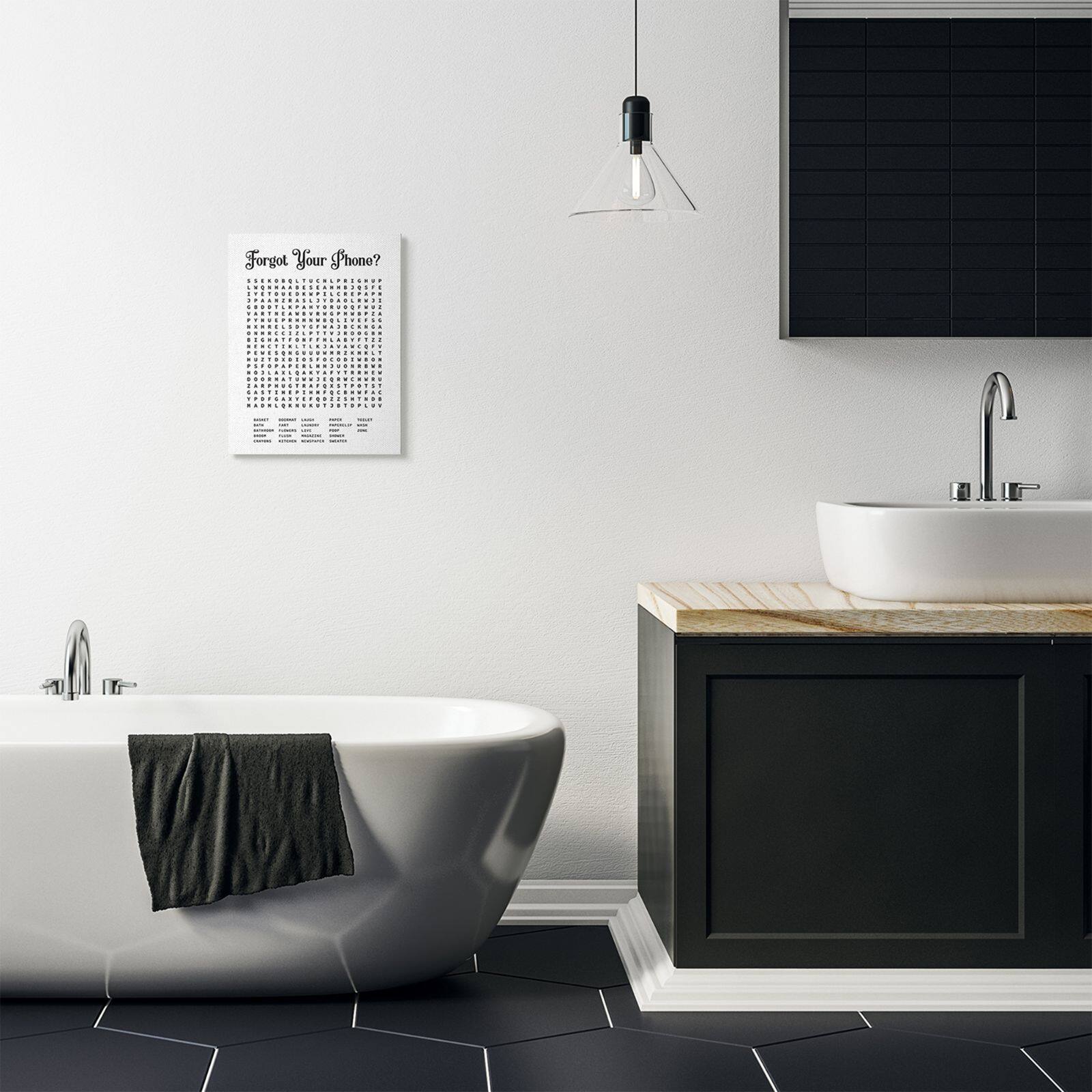 Stupell Industries Bathroom Word Search Puzzle Canvas Wall Art