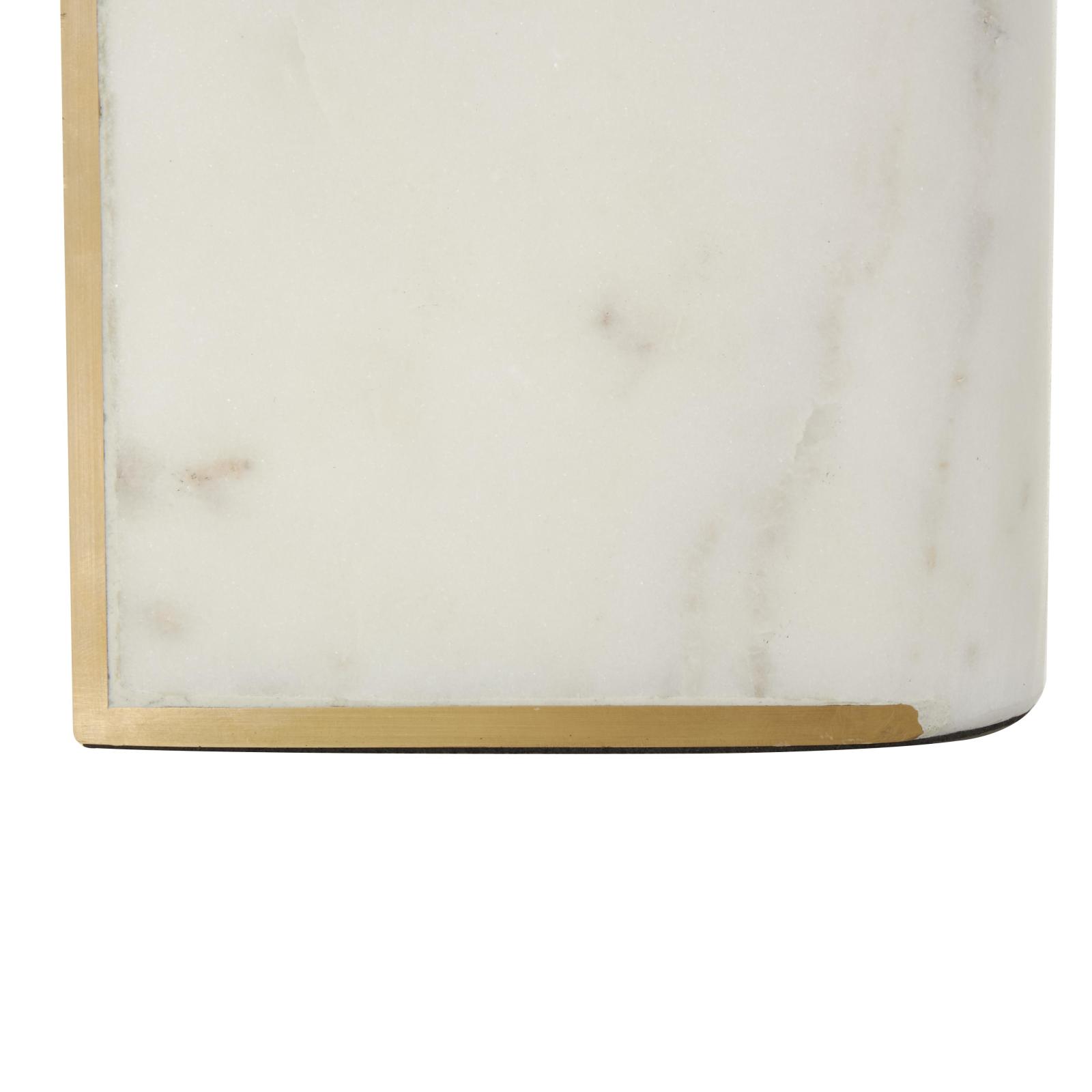 White Marble Curved Rectangular Decorative Bookends with Gold Accents Set