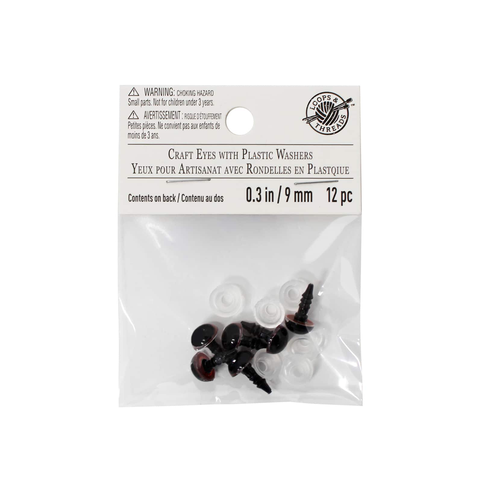 Craft Eyes with Plastic Washers Loops &#x26; Threads&#xAE;, 9mm